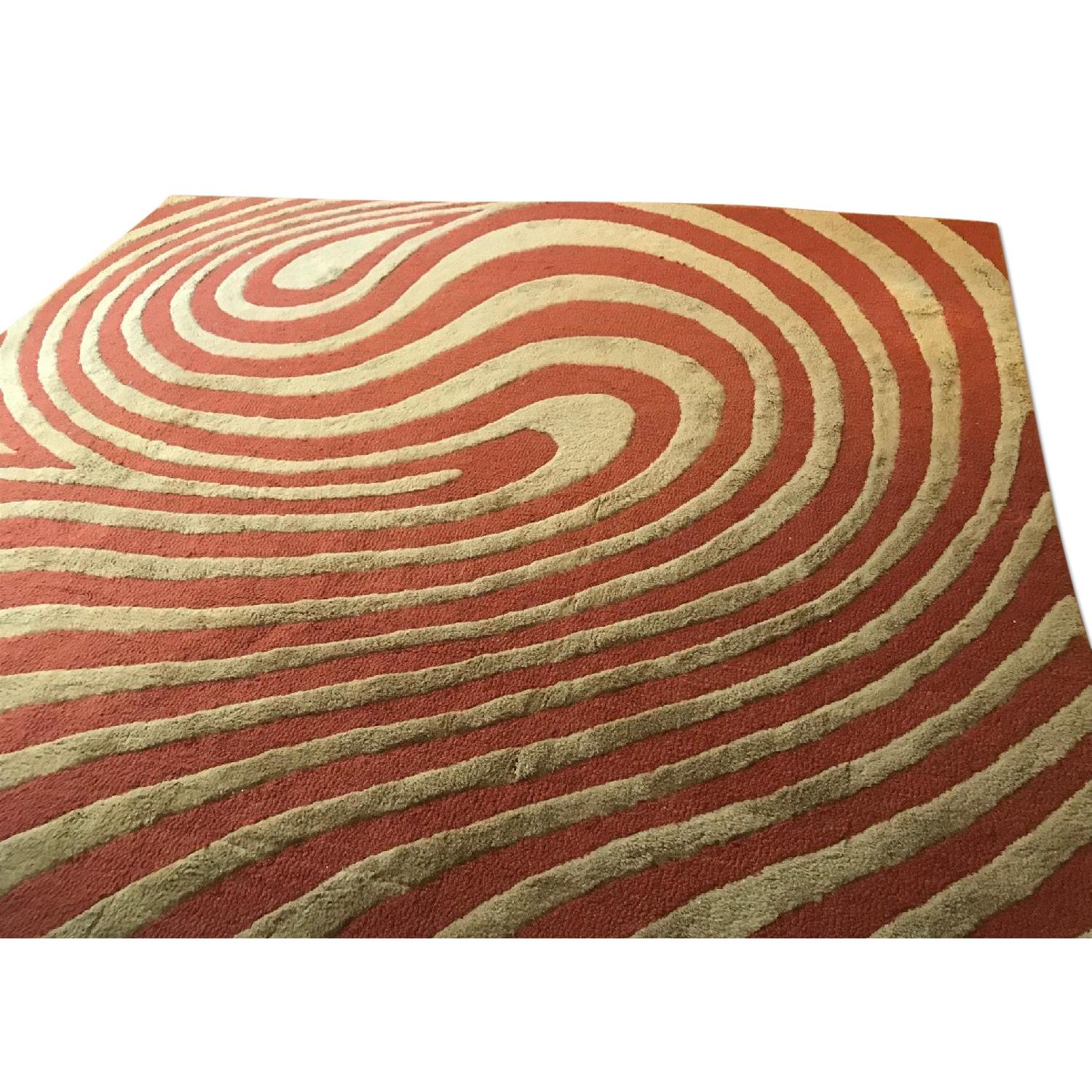 Hand Tufted Abstract Orange & Brown Wool Rug AptDeco