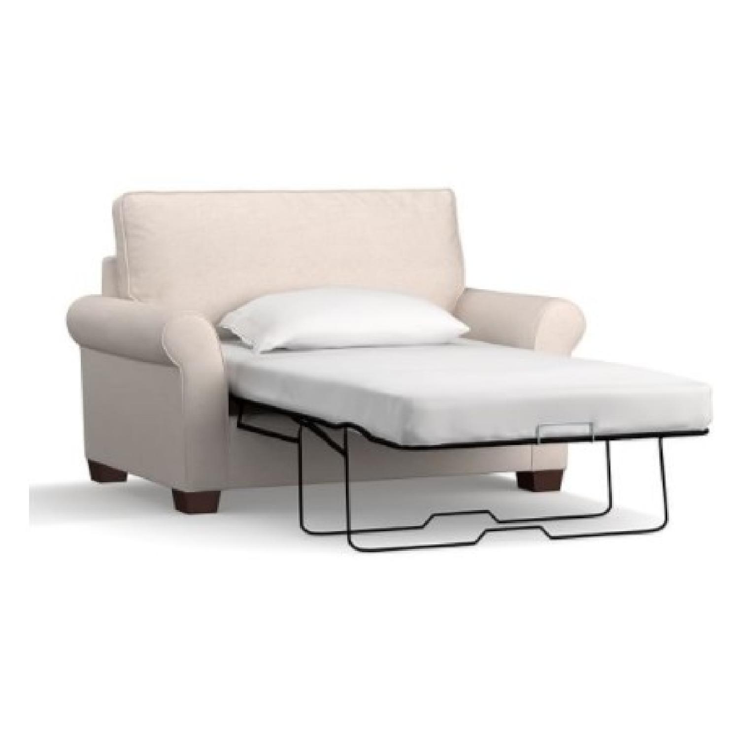 Pottery Barn Comfort Roll Arm Upholstered Twin Sleeper Chair - image-2