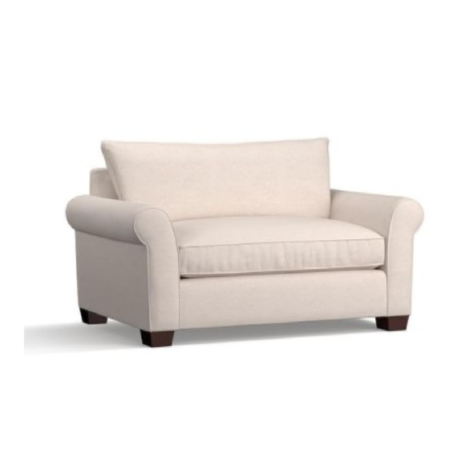 Pottery Barn Comfort Roll Arm Upholstered Twin Sleeper Chair - image-3