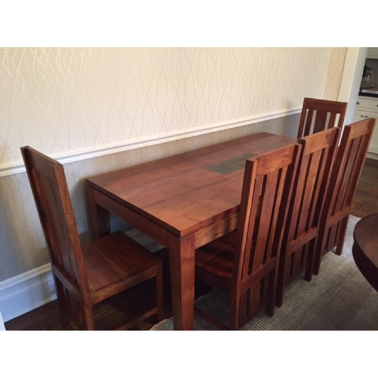 Vintage Solid Wood Dining Table w/ 8 Chairs - AptDeco