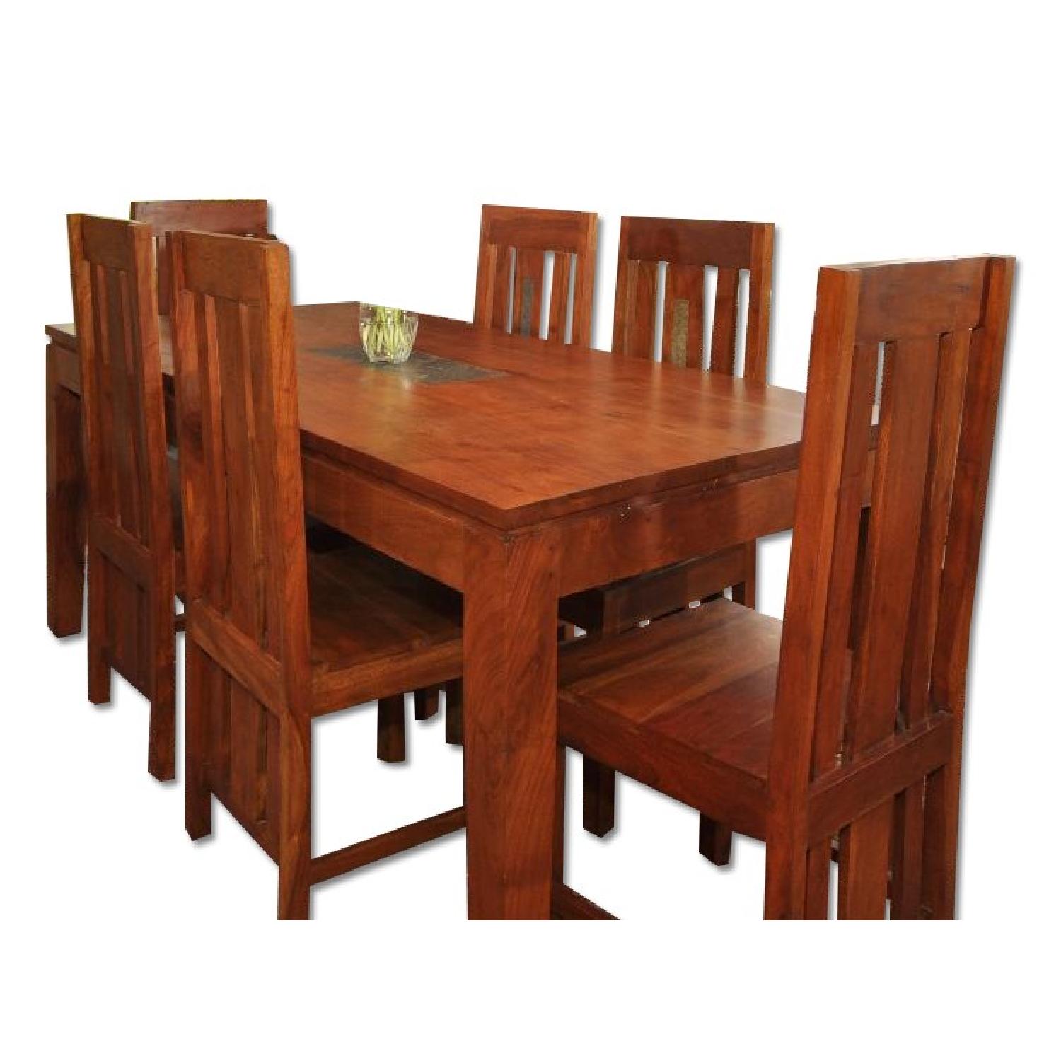 Vintage Solid Wood Dining Table w/ 8 Chairs - AptDeco