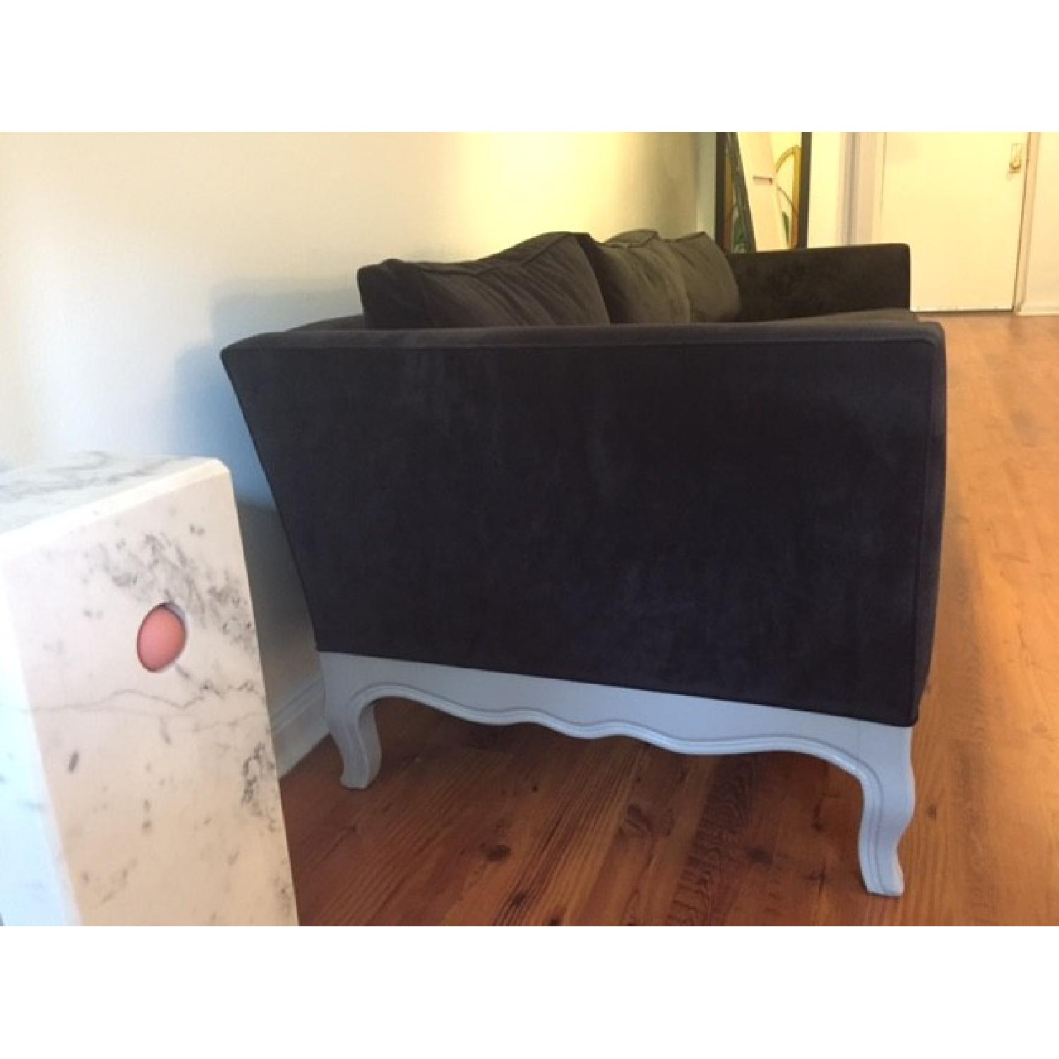 Restored Vintage Black Velvet 3 Seater Sofa - image-2