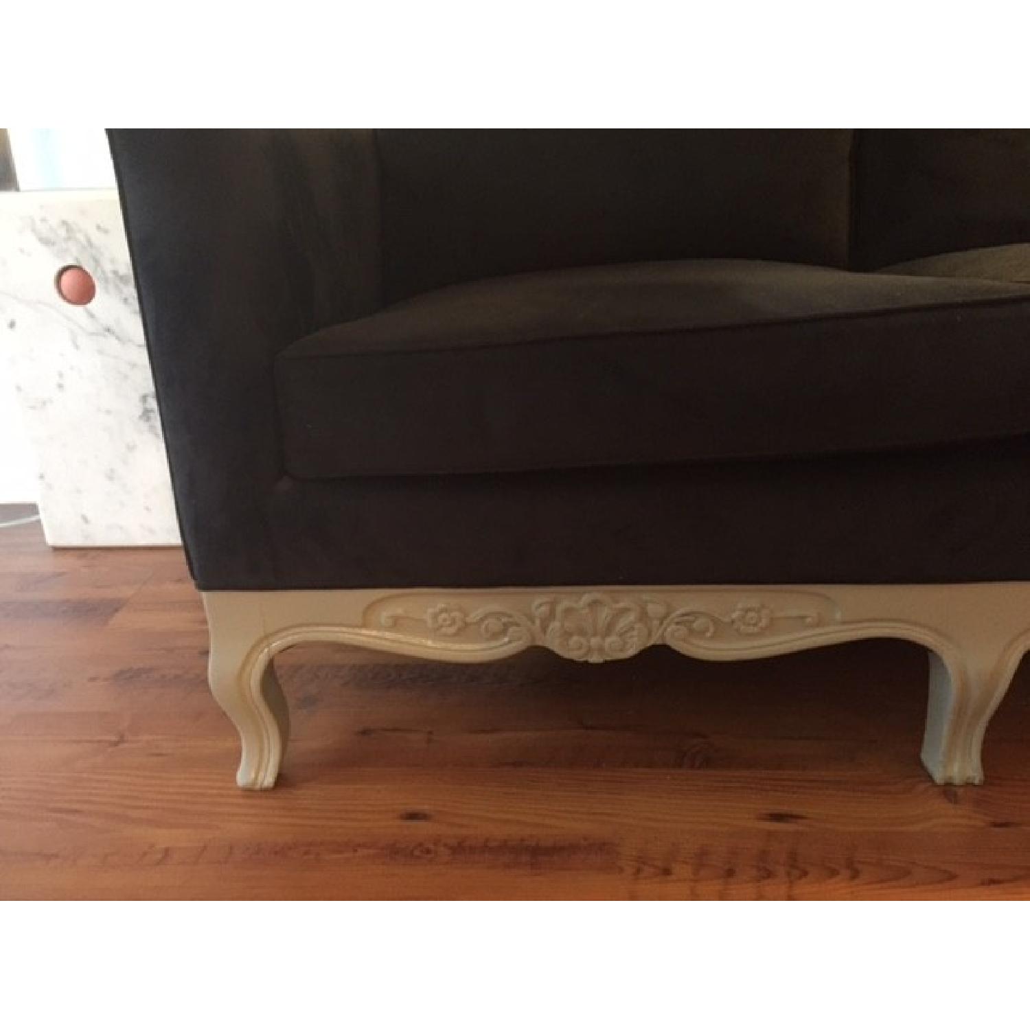 Restored Vintage Black Velvet 3 Seater Sofa - image-3