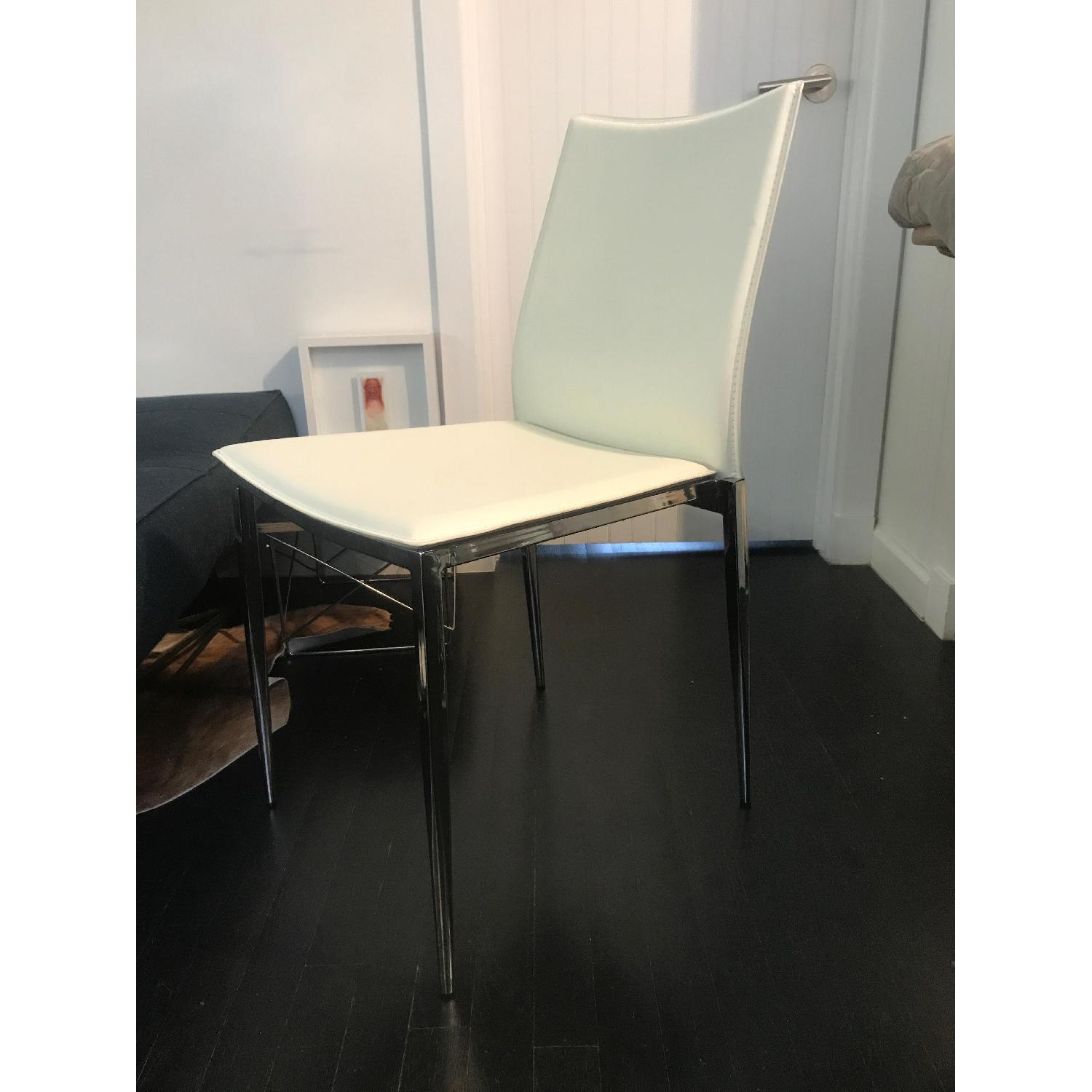 Modern White Leather Dining Chair AptDeco