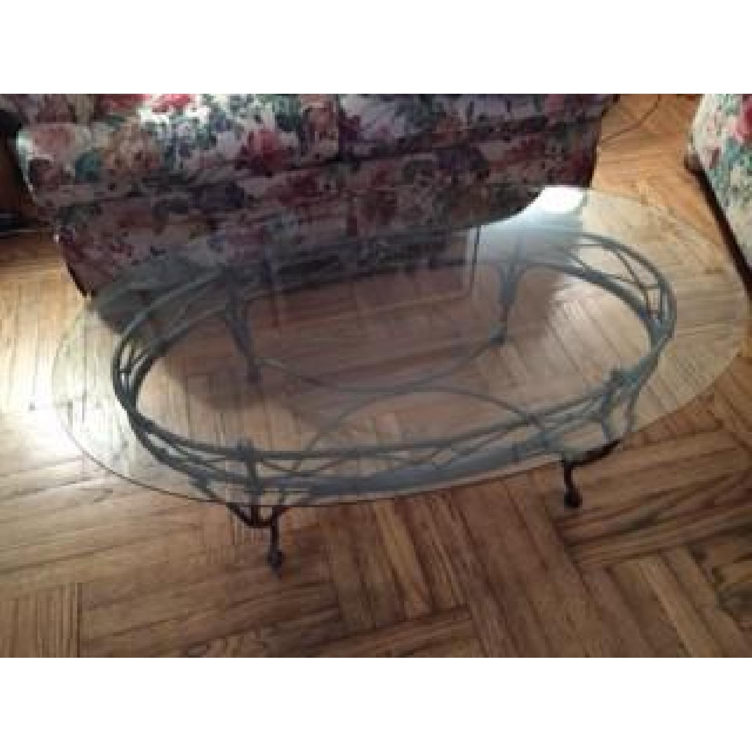 Pier 1 Glass Top Coffee Table AptDeco