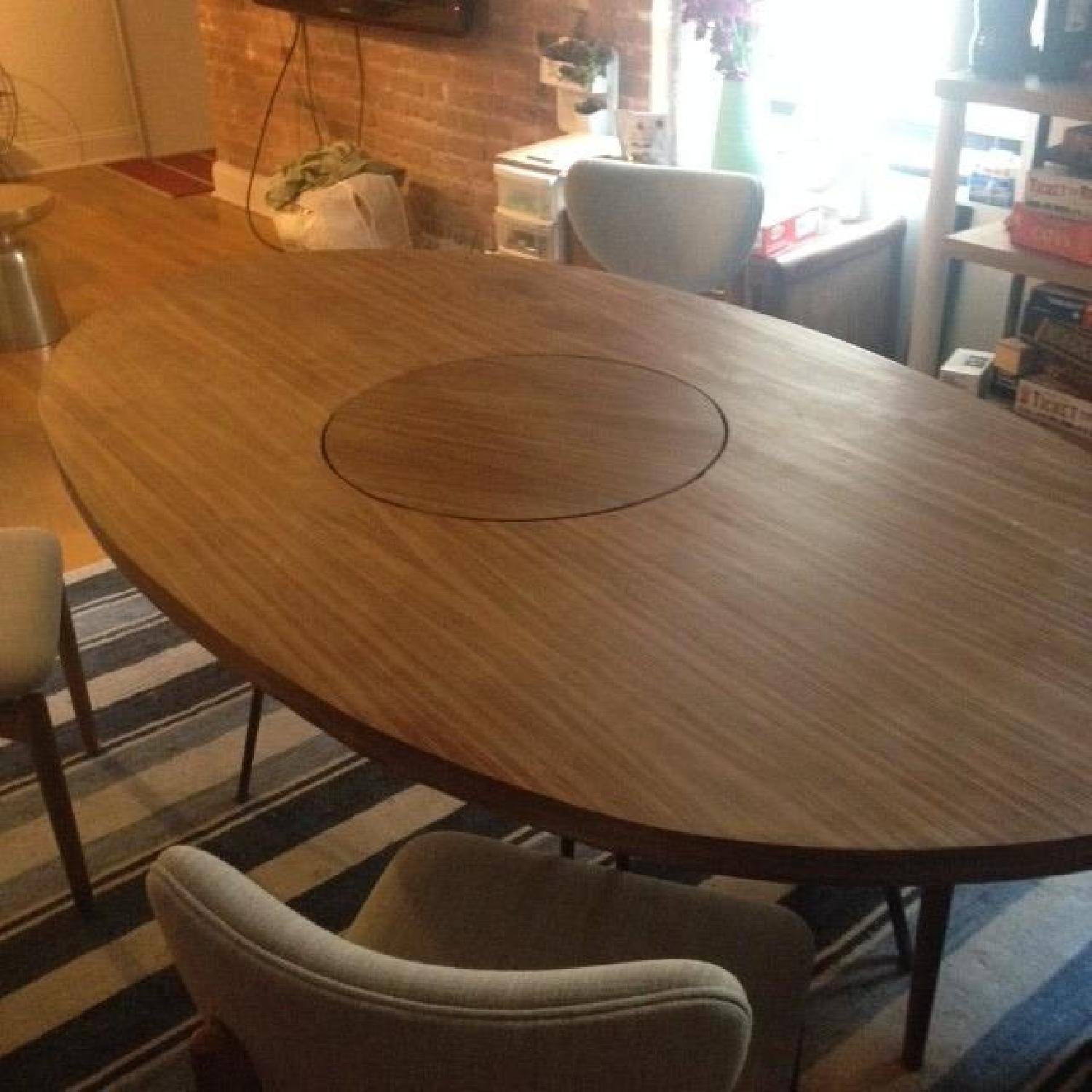 Custom Walnut Oval Table w/ Lazy Susan - image-1