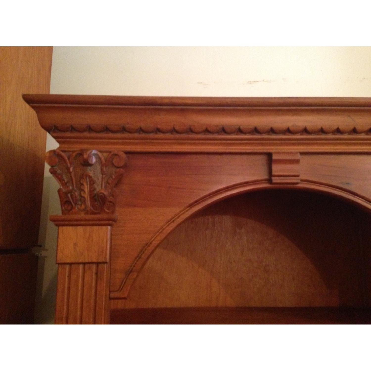 Solid Wood Bookcase w Adjustable Shelves & Built-In Cabinets - image-3