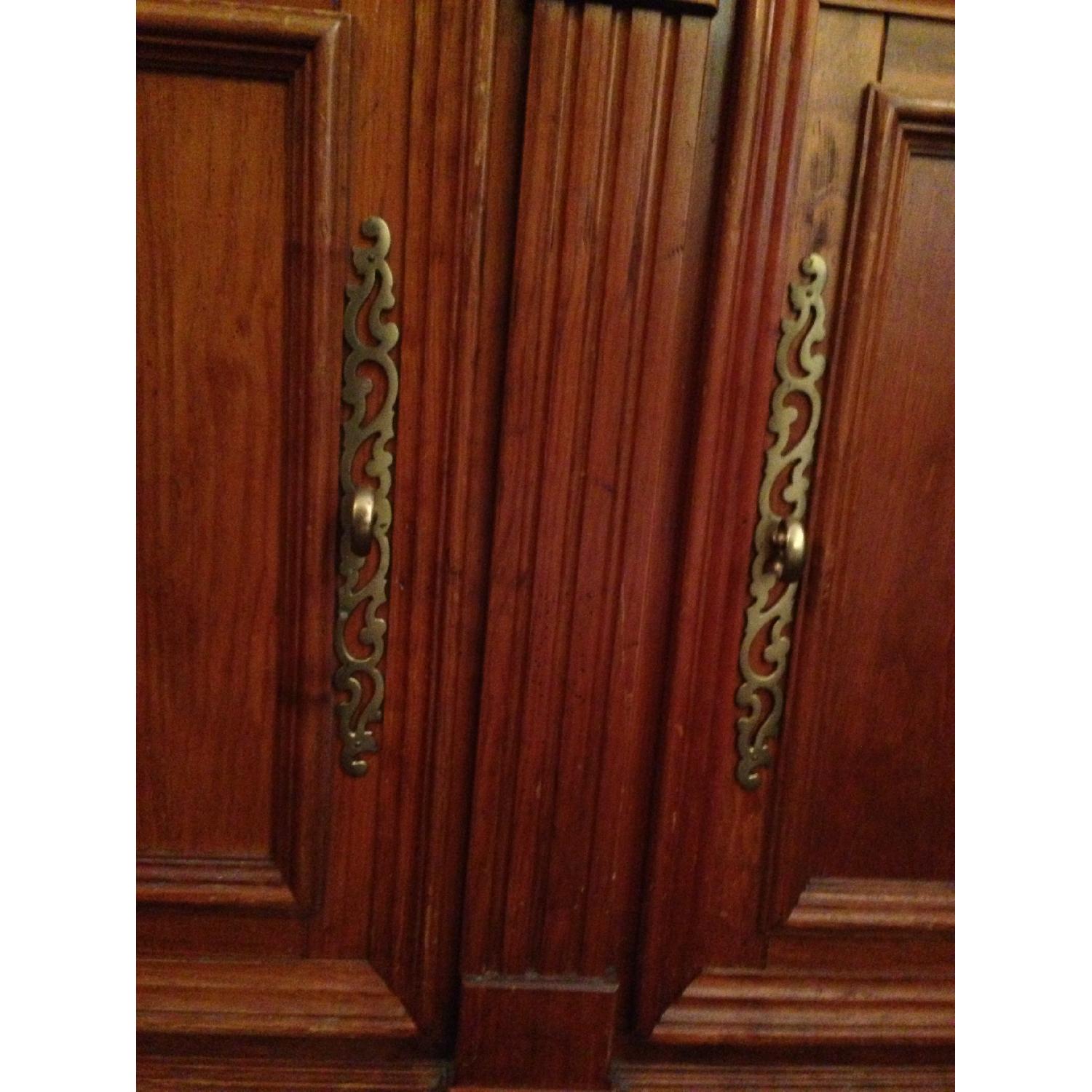 Solid Wood Bookcase w Adjustable Shelves & Built-In Cabinets - image-4