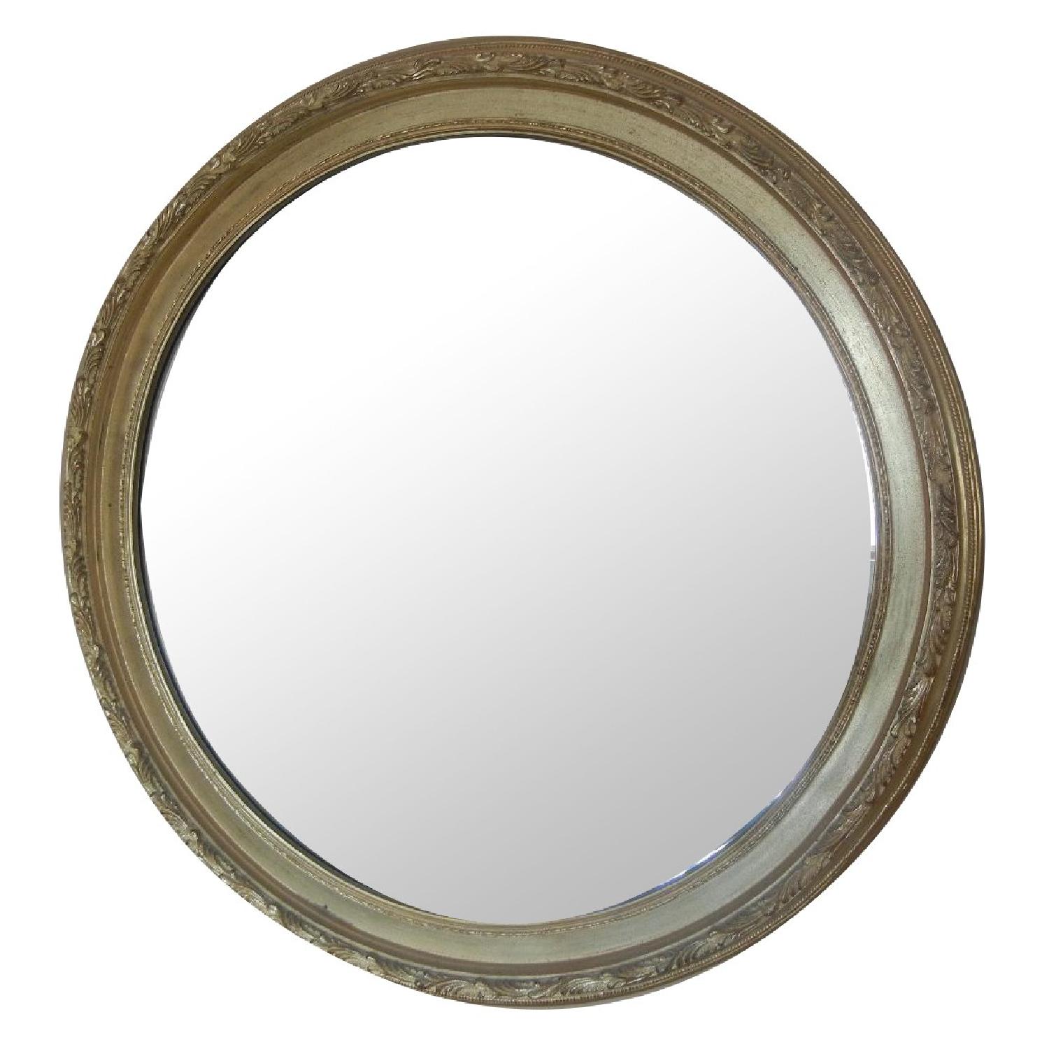 Ethan Allen Carved Gilded Round Mirror AptDeco