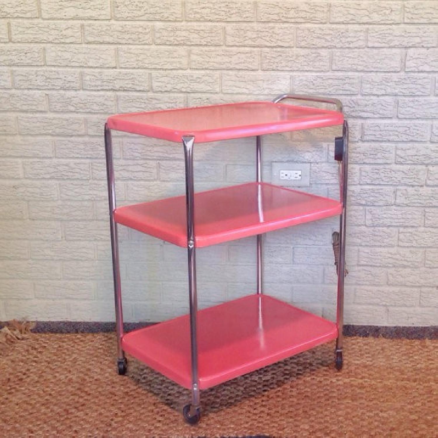 Vintage Upcycled Metal Rolling Kitchen Cart - image-1