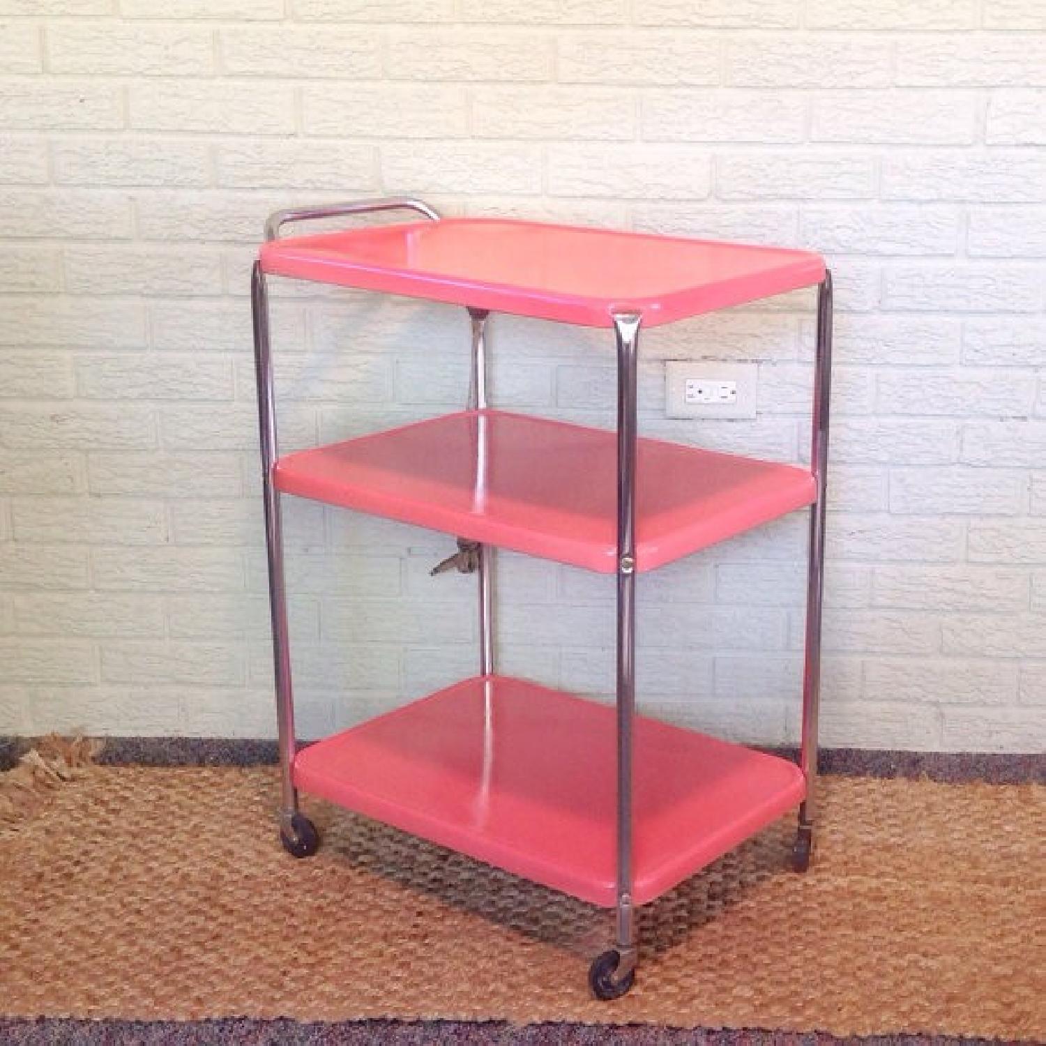 Vintage Upcycled Metal Rolling Kitchen Cart - image-2