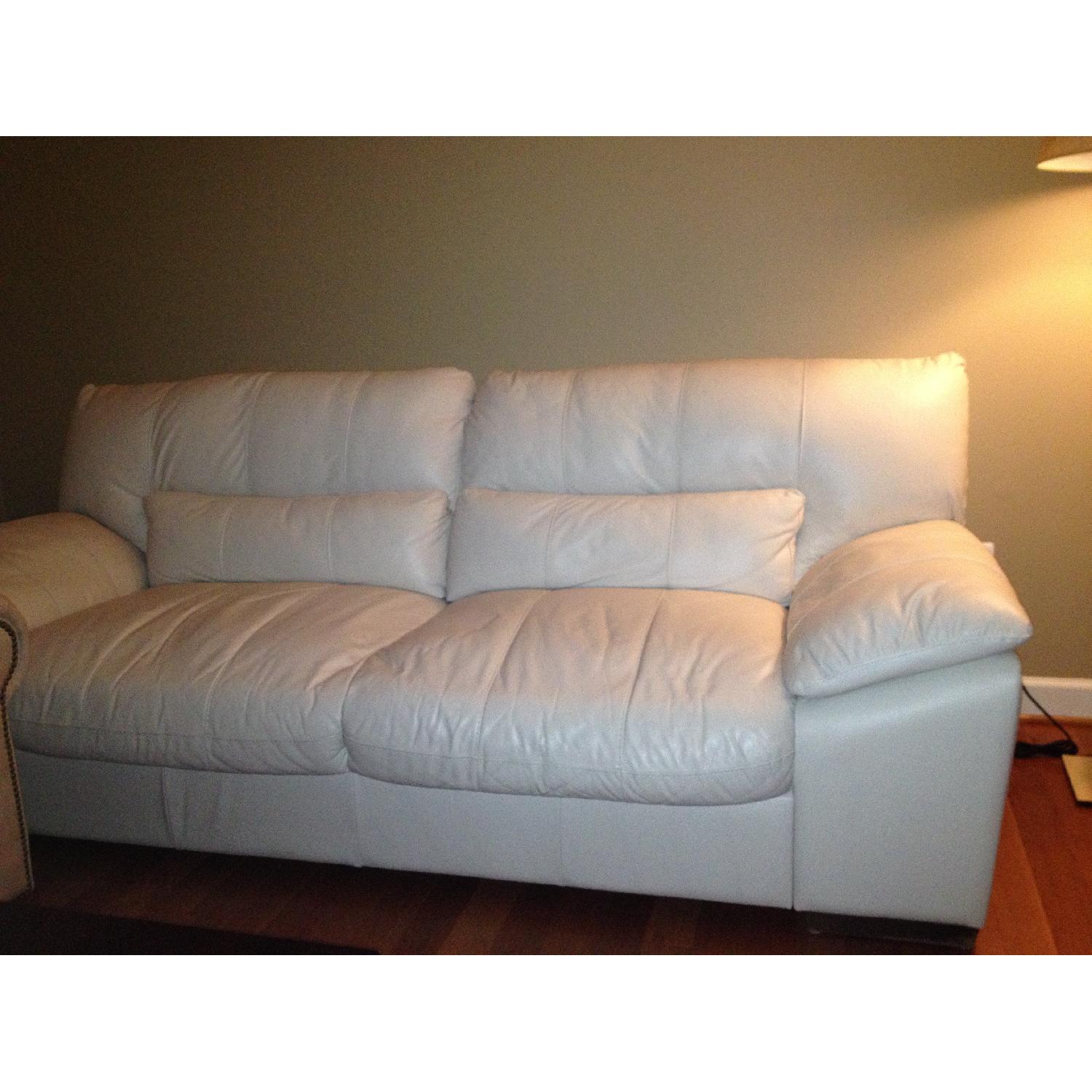 Italian Made White Leather Sofa - image-1