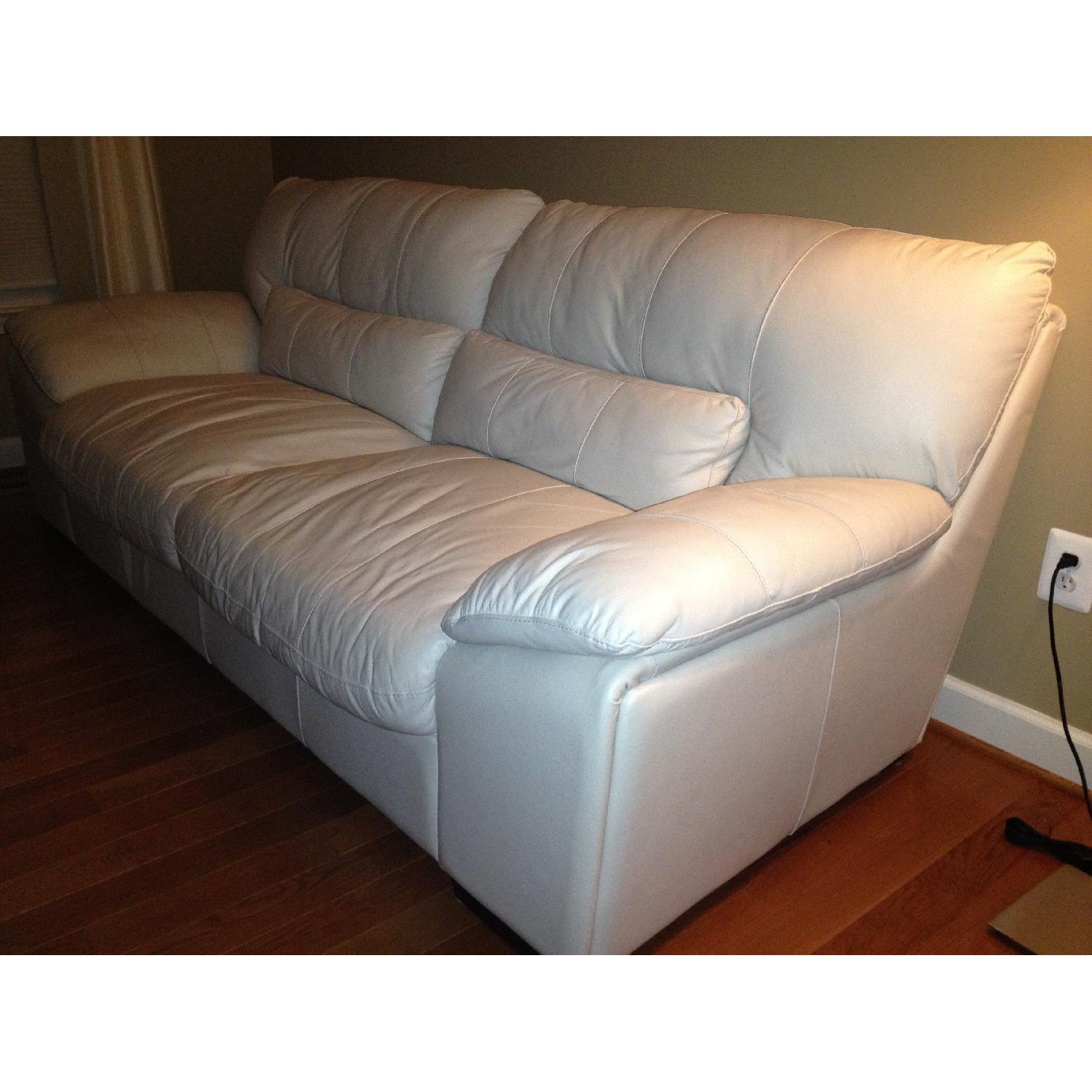 Italian Made White Leather Sofa - image-2