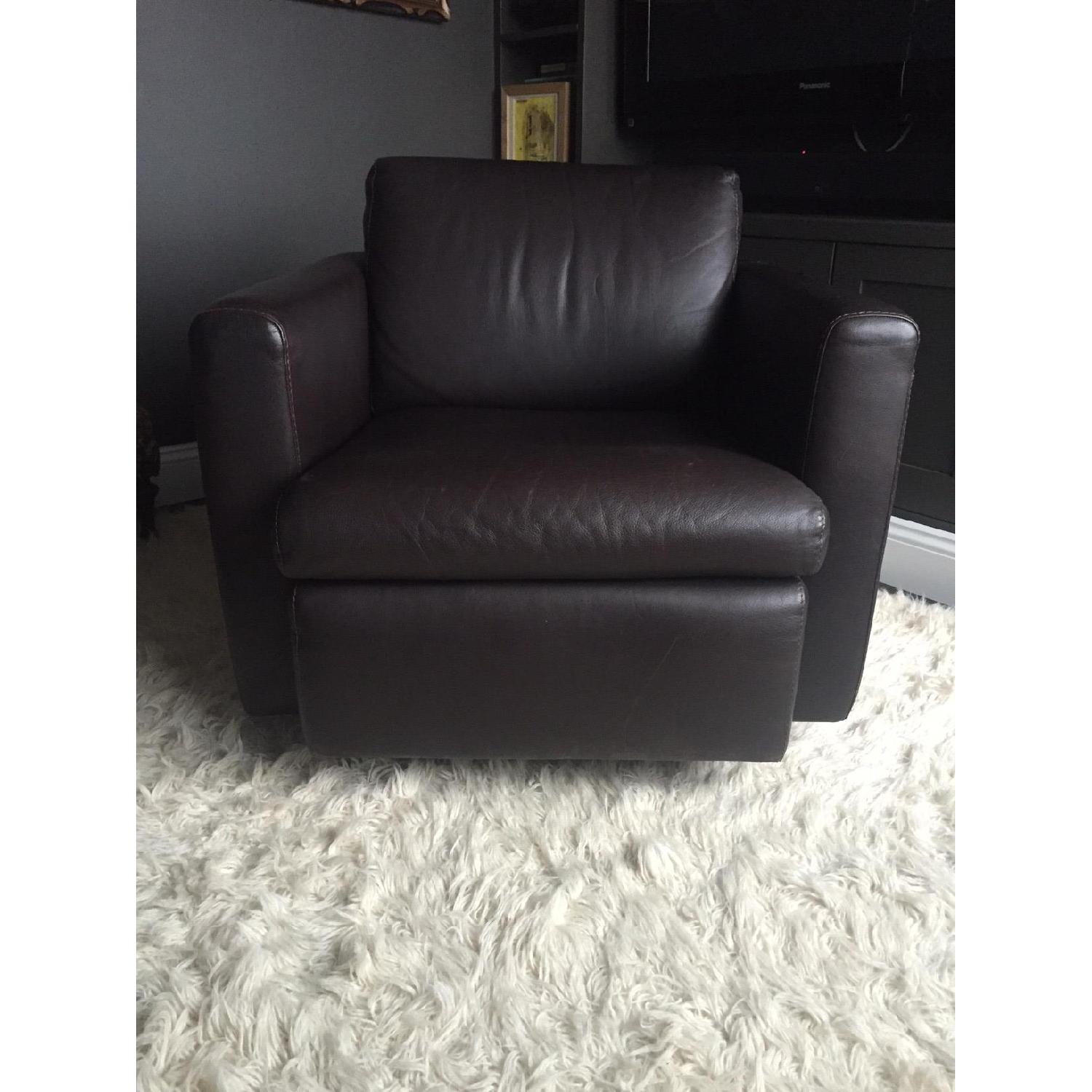Calia Italia Leather Swivel Club Chair - image-3
