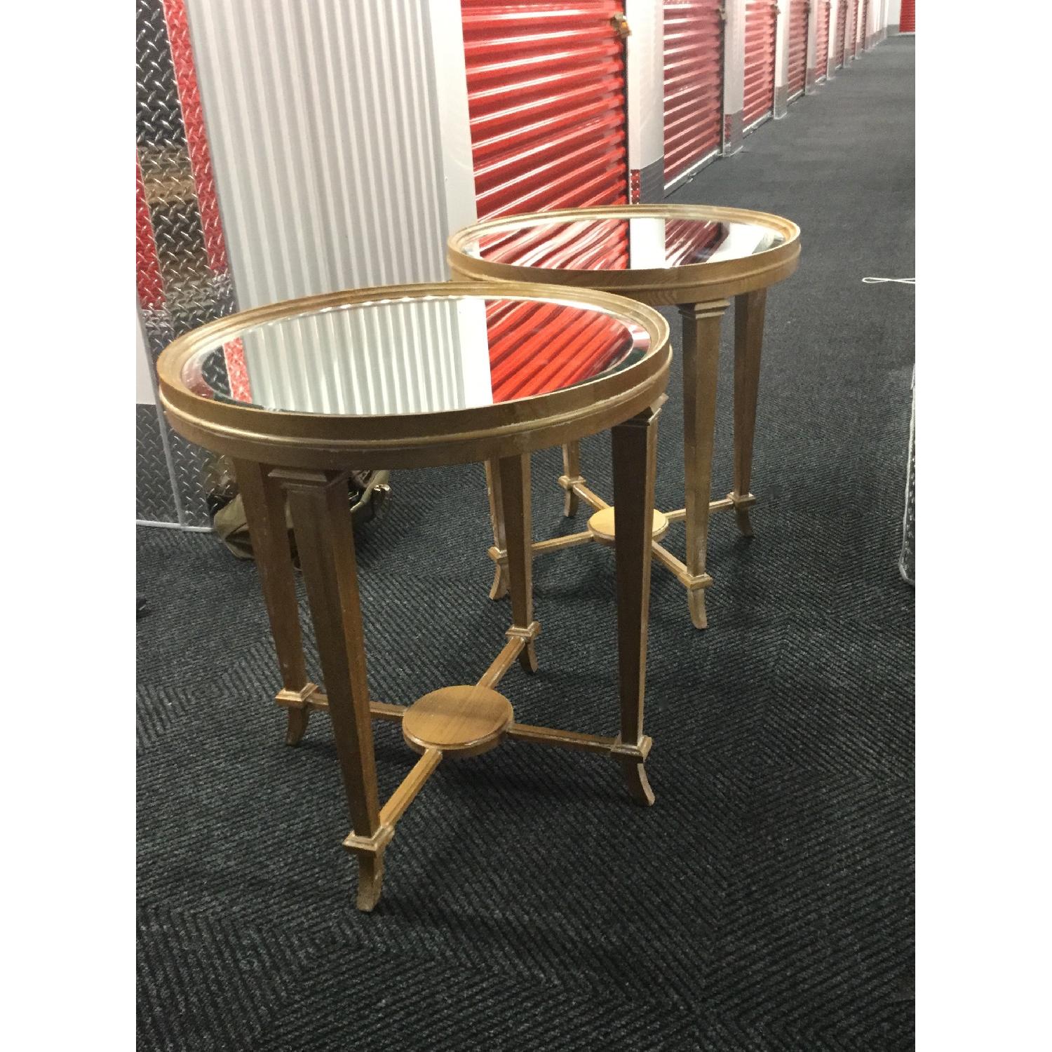 Round Mirrored Top Tables - Pair - image-1