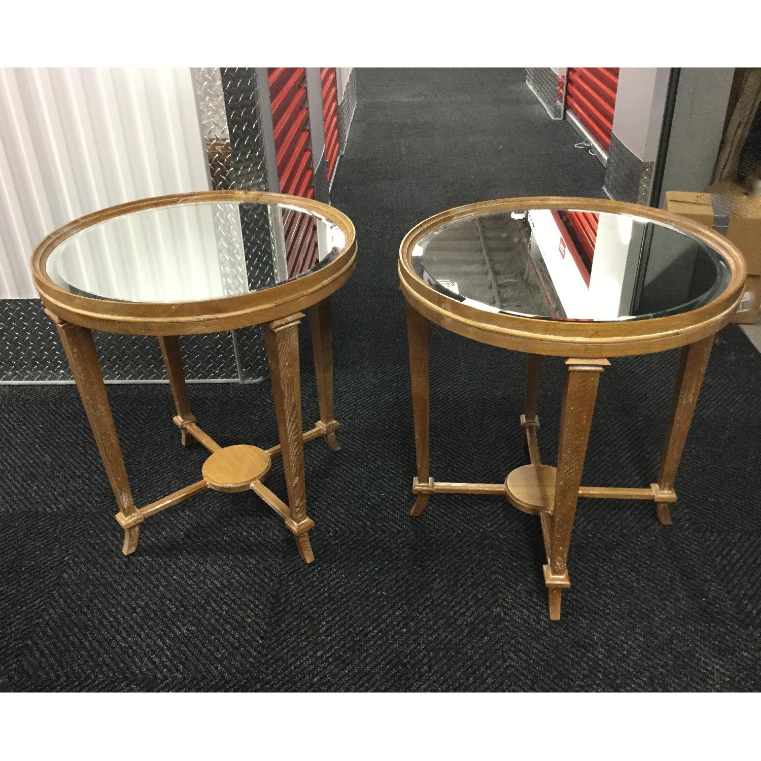 Round Mirrored Top Tables - Pair - image-3