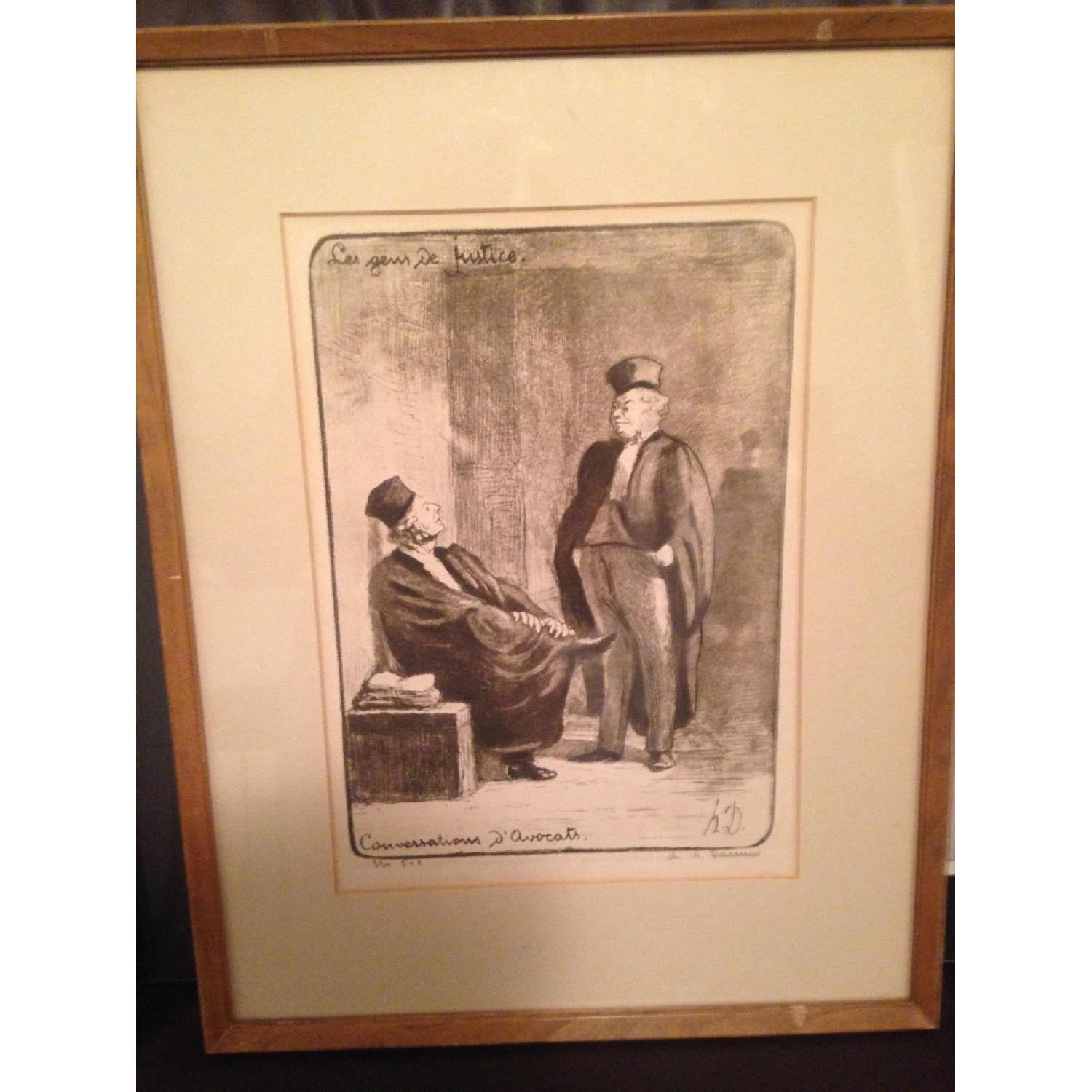 Honore Daumier Pencil Signed Lithograph Les Gens De Justice - image-1
