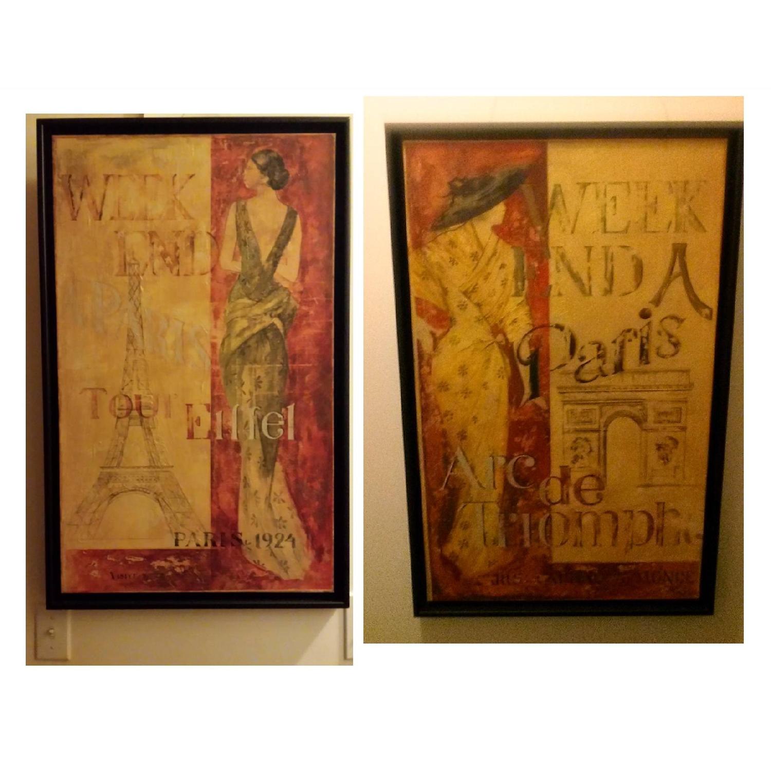Fabrice De Villeneuve Vintage French Themed Framed Paintings  - Pair - image-1