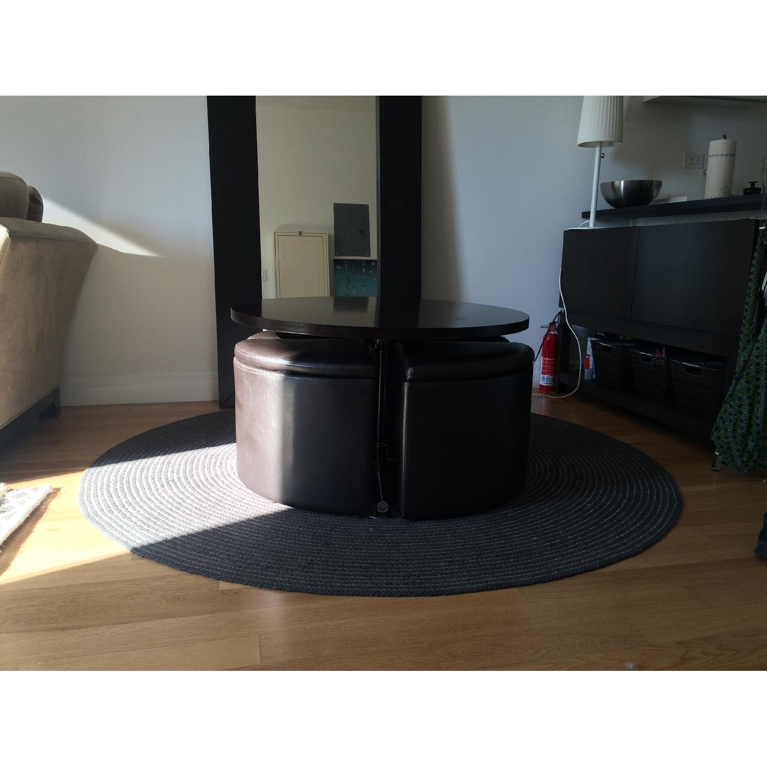 Homelegance Rowley Round Gas Lift Dining Table w/ 4 Storage Ottomans - image-2