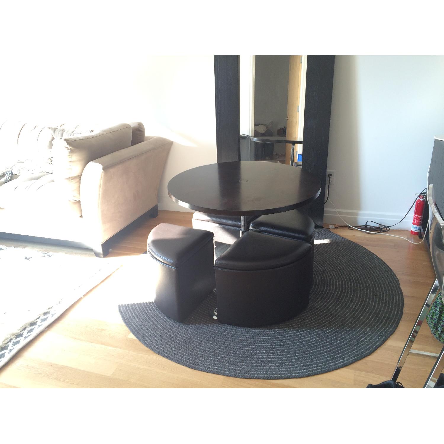 Homelegance Rowley Round Gas Lift Dining Table w/ 4 Storage Ottomans - image-3