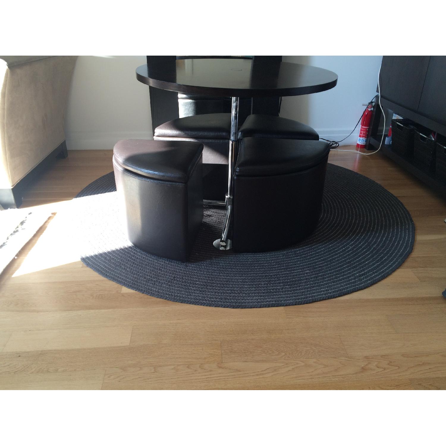 Homelegance Rowley Round Gas Lift Dining Table w/ 4 Storage Ottomans - image-4