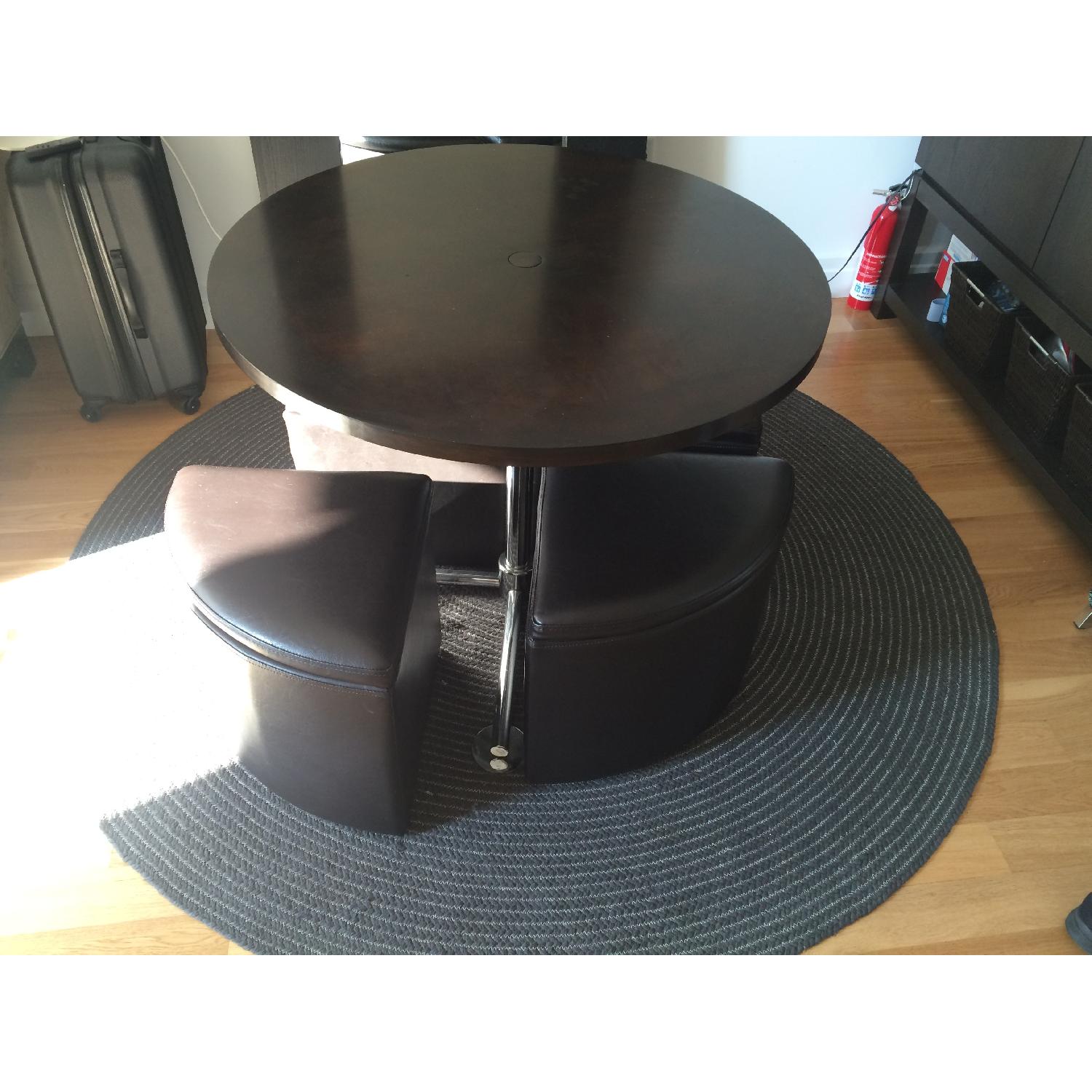 Homelegance Rowley Round Gas Lift Dining Table w/ 4 Storage Ottomans - image-5