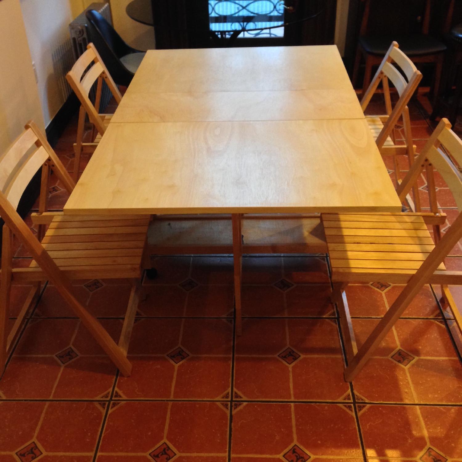 Dropleaf Gateleg Folding Dining Table w/ 4 Chairs - image-1