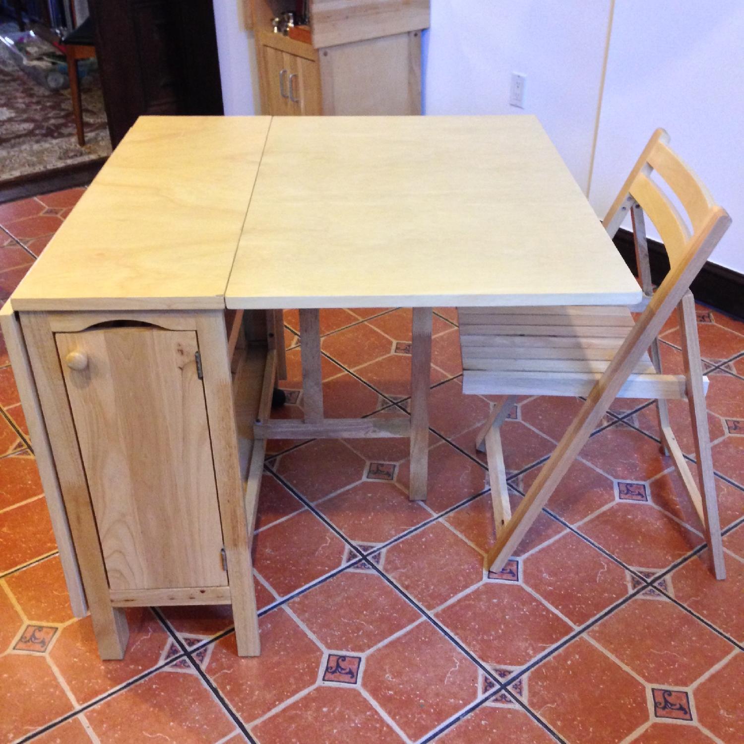 Dropleaf Gateleg Folding Dining Table w/ 4 Chairs - image-2