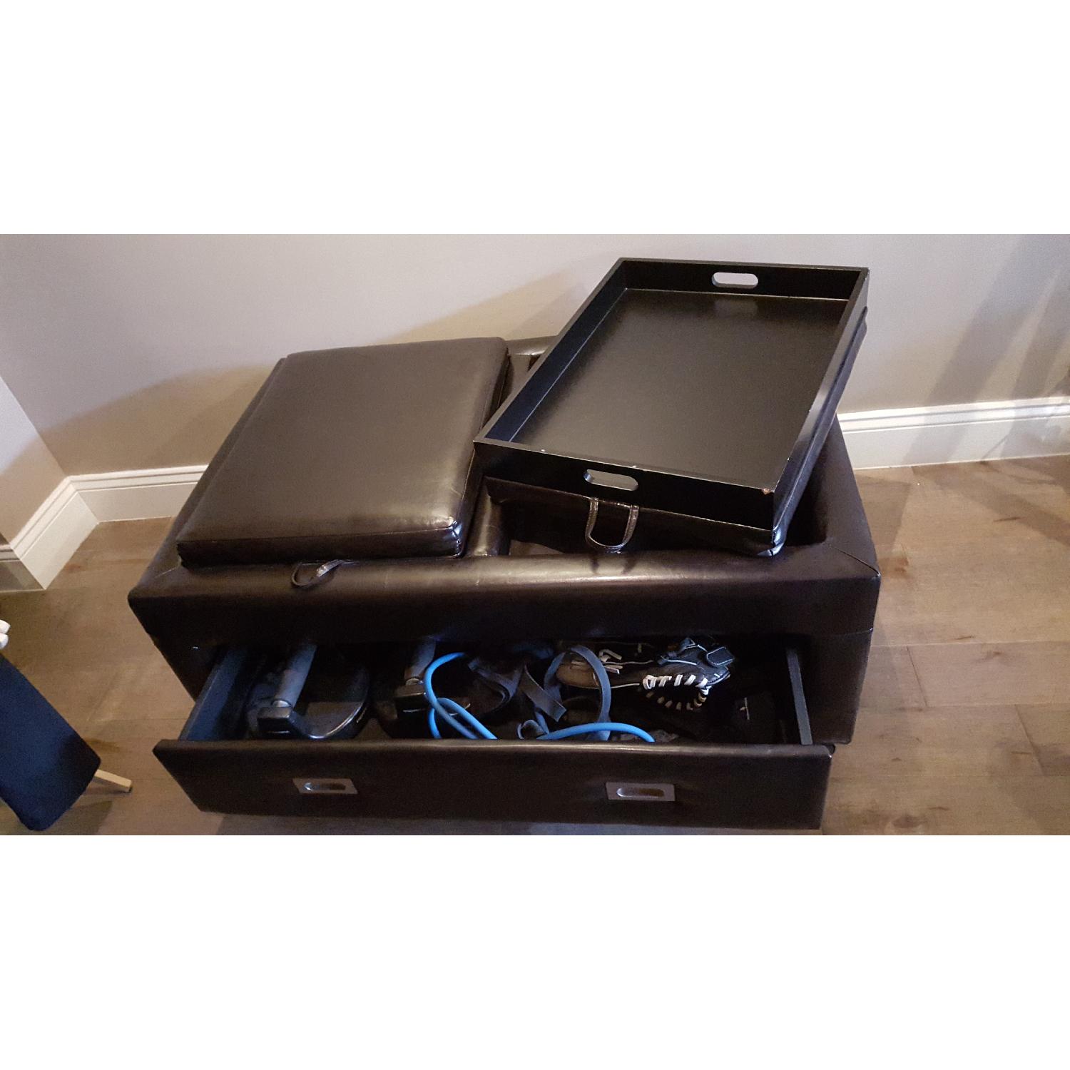Ottoman w/ Dual Trays & Storage Drawer - image-1
