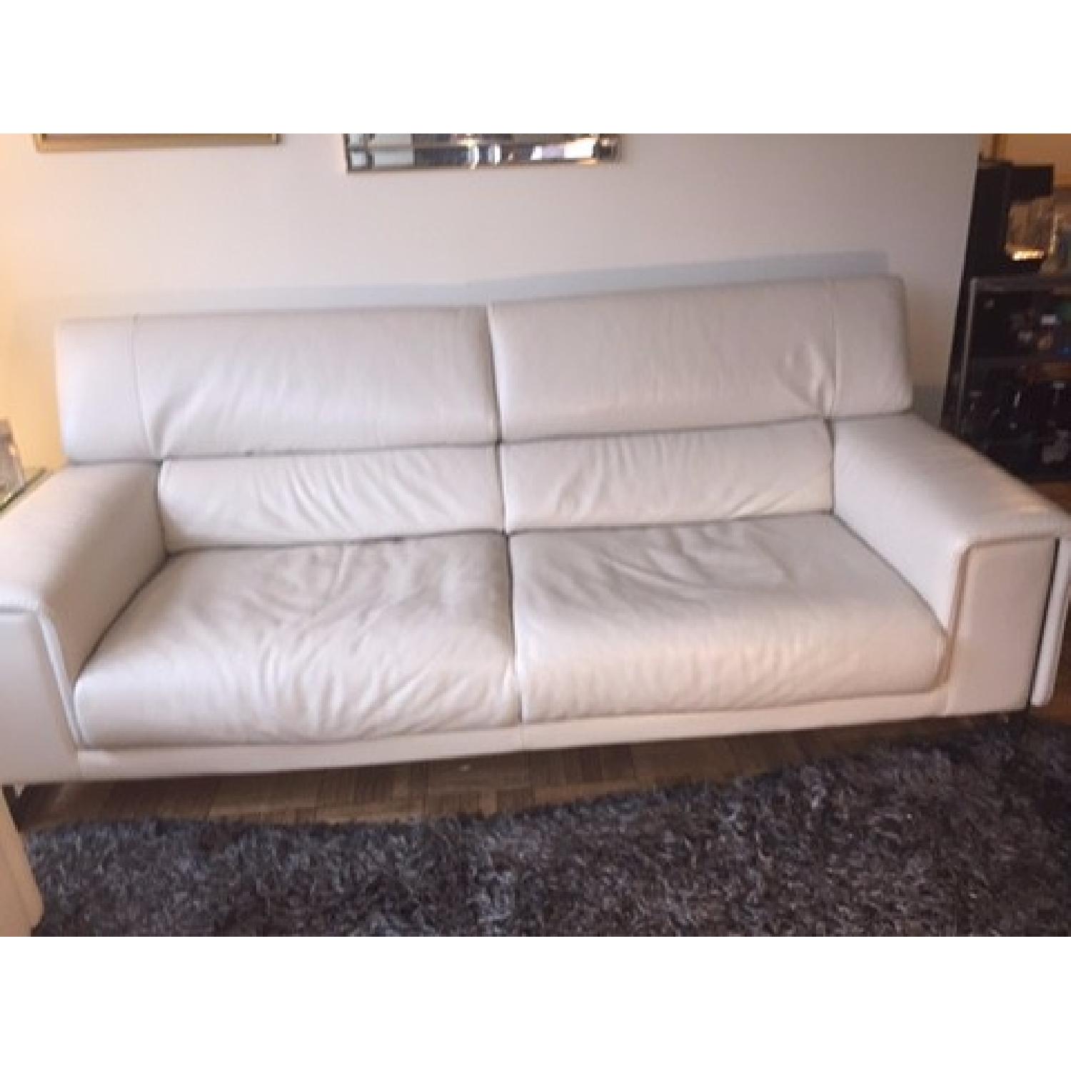 Natuzzi Italian Leather Sofa + Arm Chair - image-1
