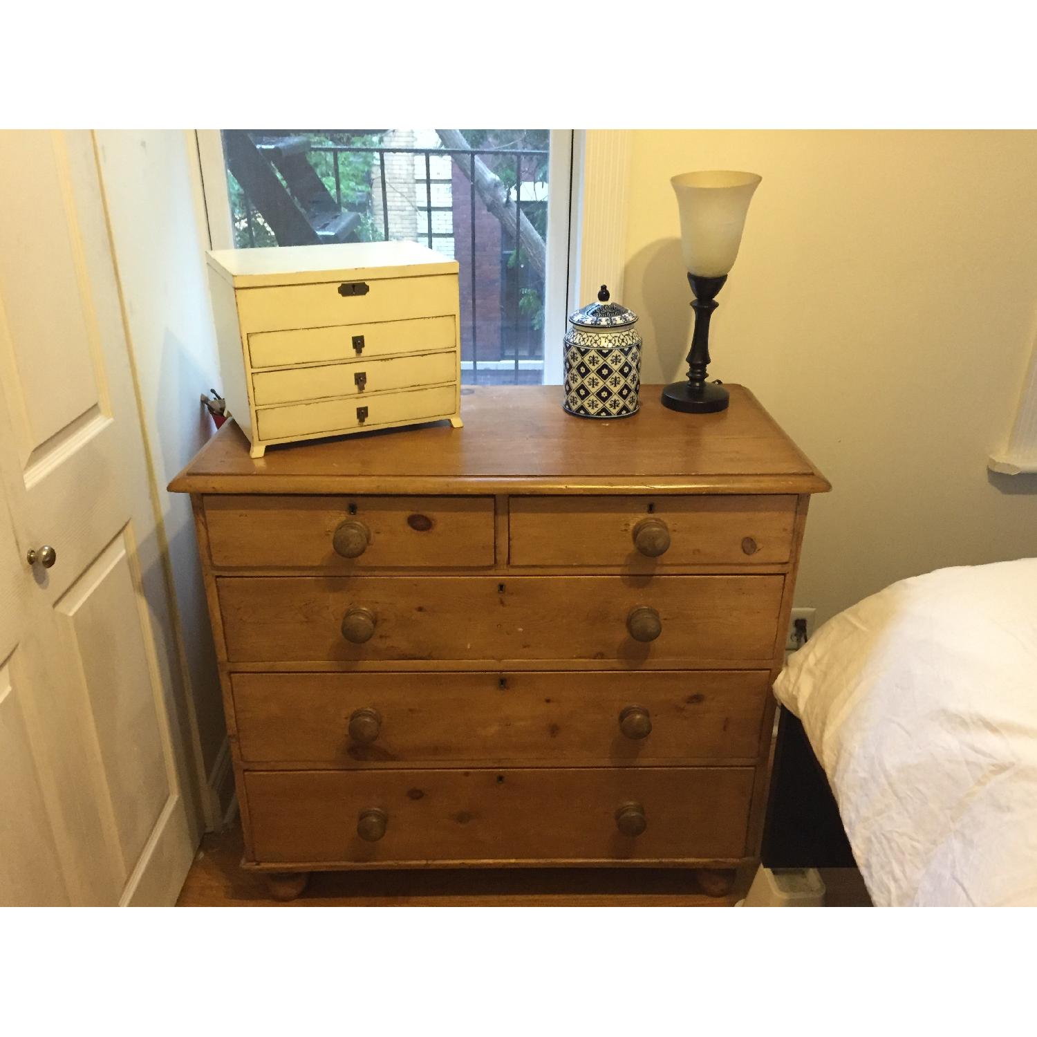 Antique English Pine 5 Drawer Dresser - image-1