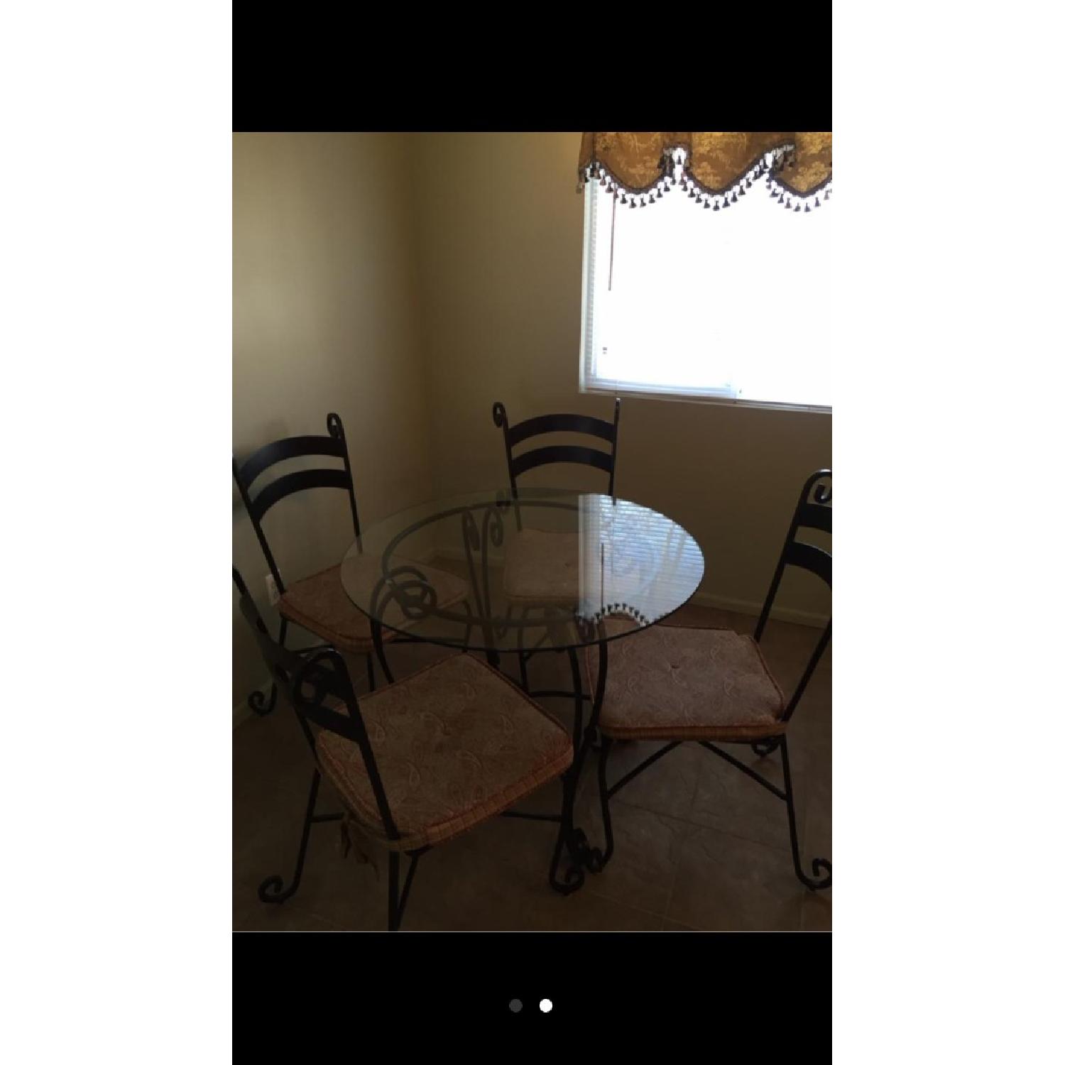 Pier 1 Glass & Wrought Iron Table w/ 4 Chairs - image-2