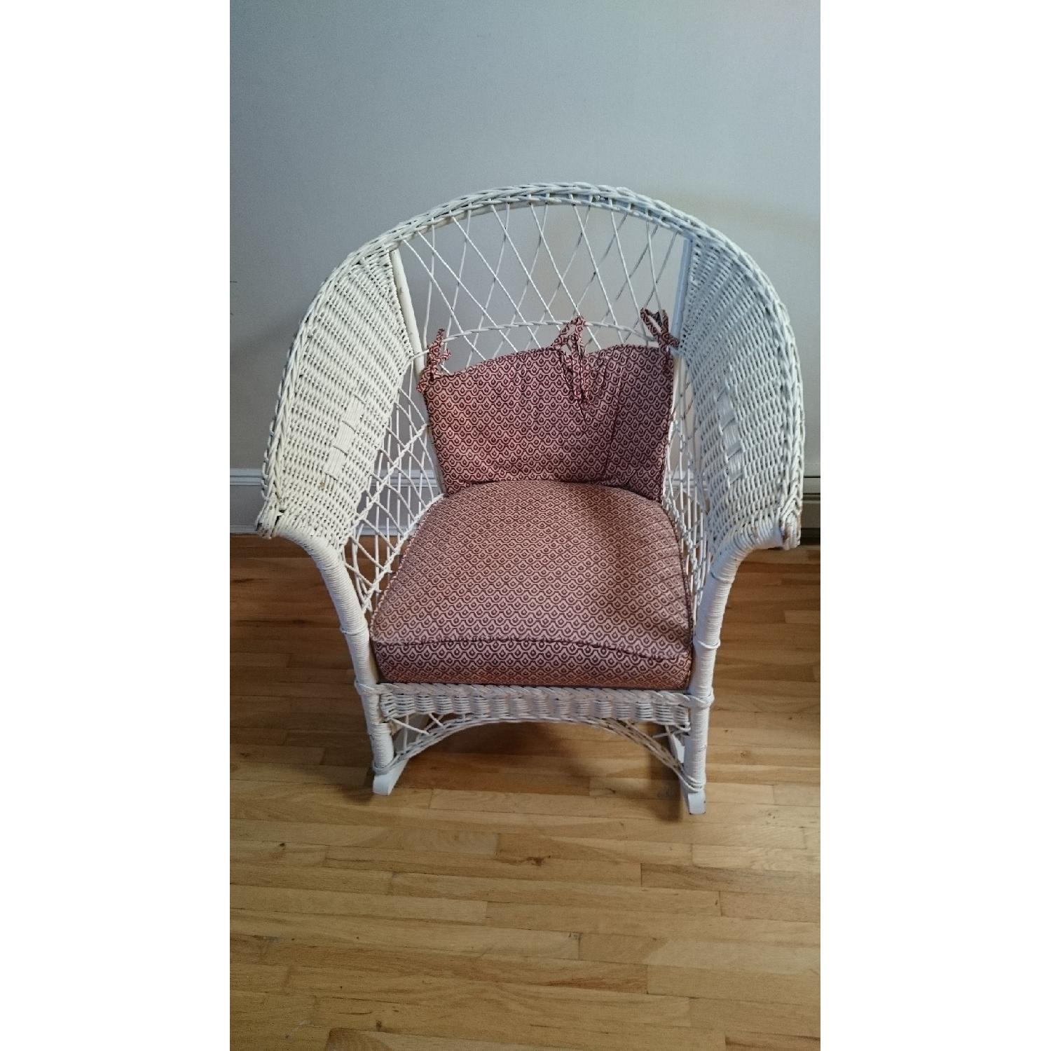 White Wicker Rocking Chair AptDeco