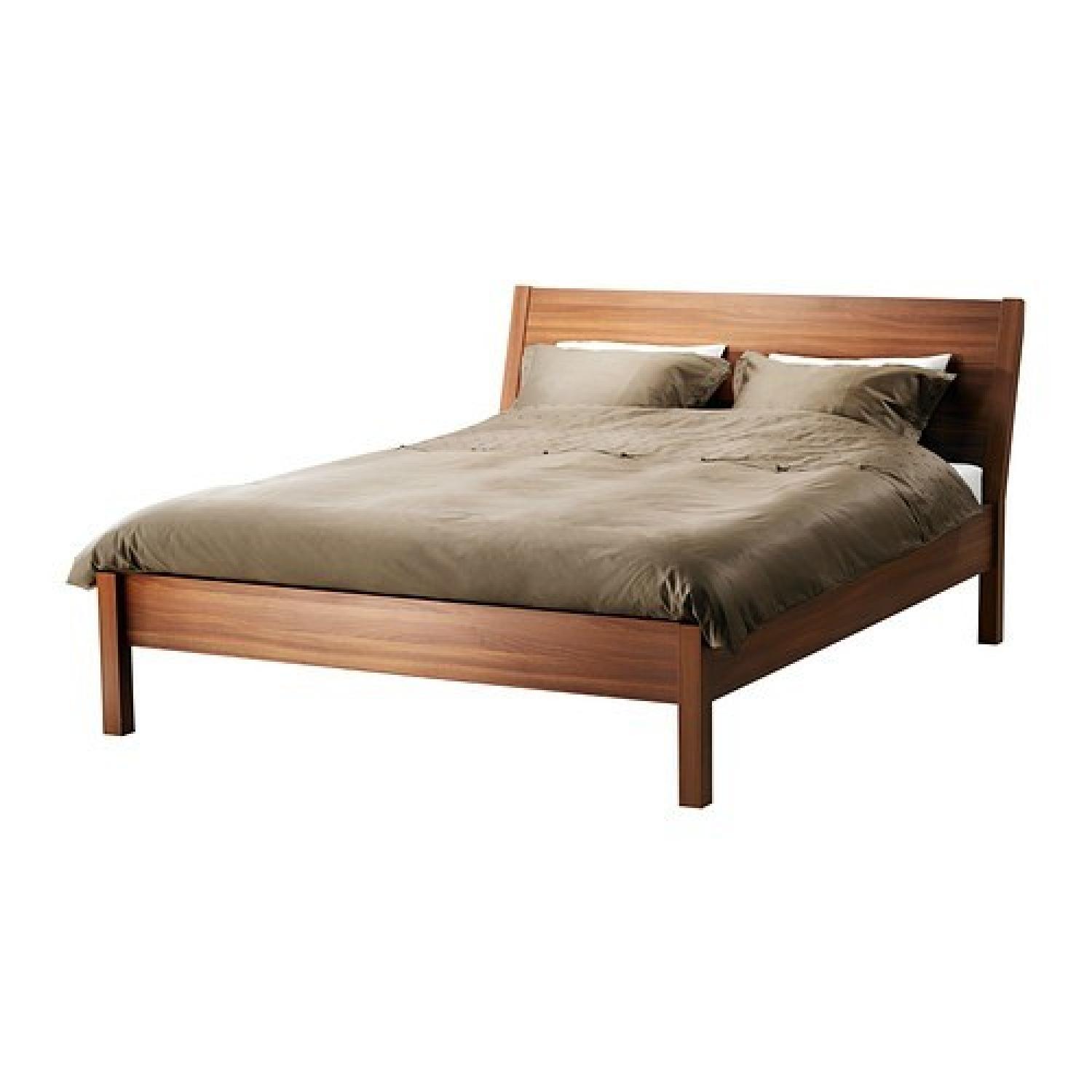 Ikea Nyvoll Queen Size Bed Frame in Medium Brown - image-5