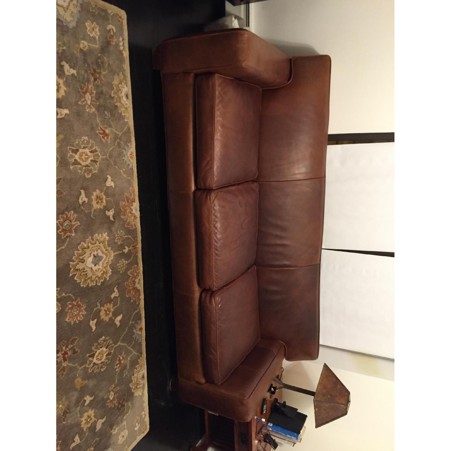 Crate and Barrel Large Brown Leather Sofa - image-4