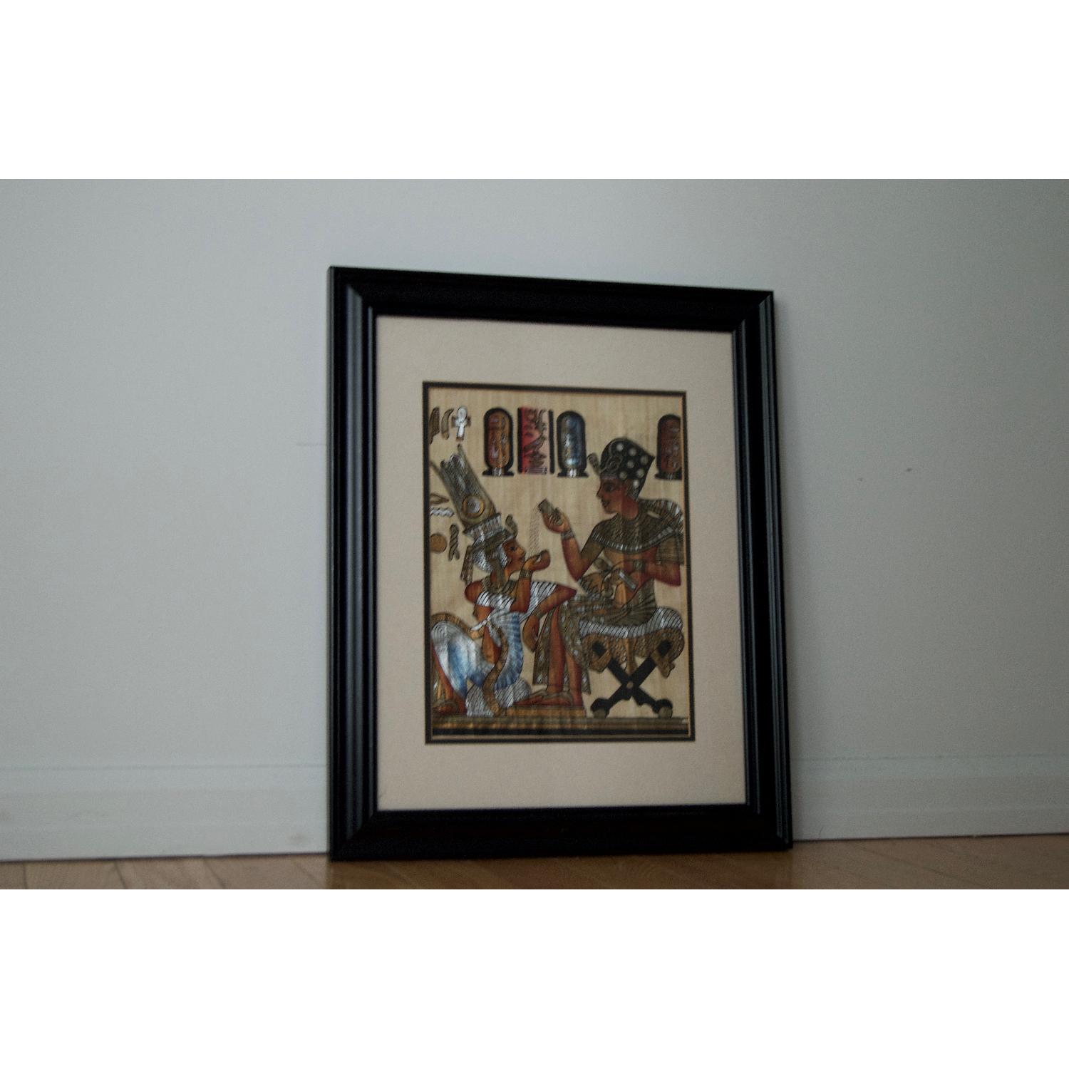 Egyptian Papyrus Images Matted In Black Frames - 3 Available - image-2