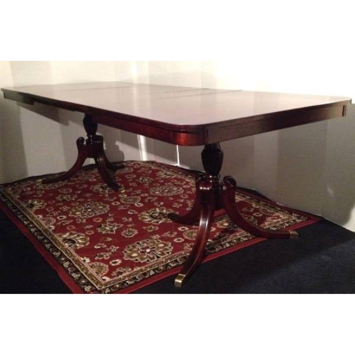 Bassett Antique Mahogany Duncan Phyfe Style Double Pedestal Dining Table - image-1