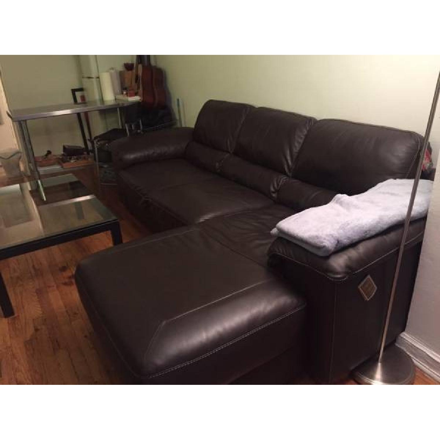 Cindy Crawford Collection 2-Piece Brown Leather Sectional Sofa - image-1