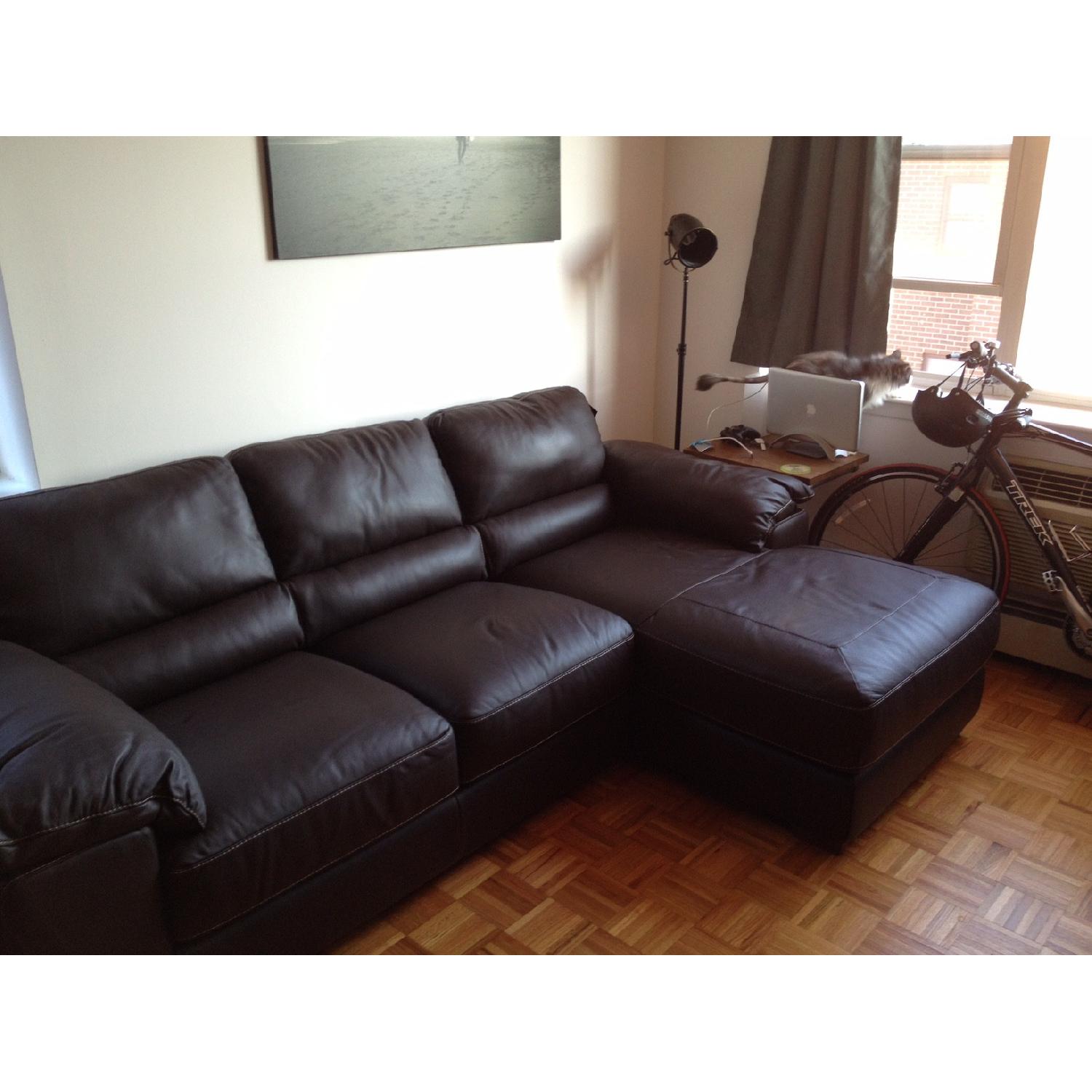 Cindy Crawford Collection 2-Piece Brown Leather Sectional Sofa - image-3