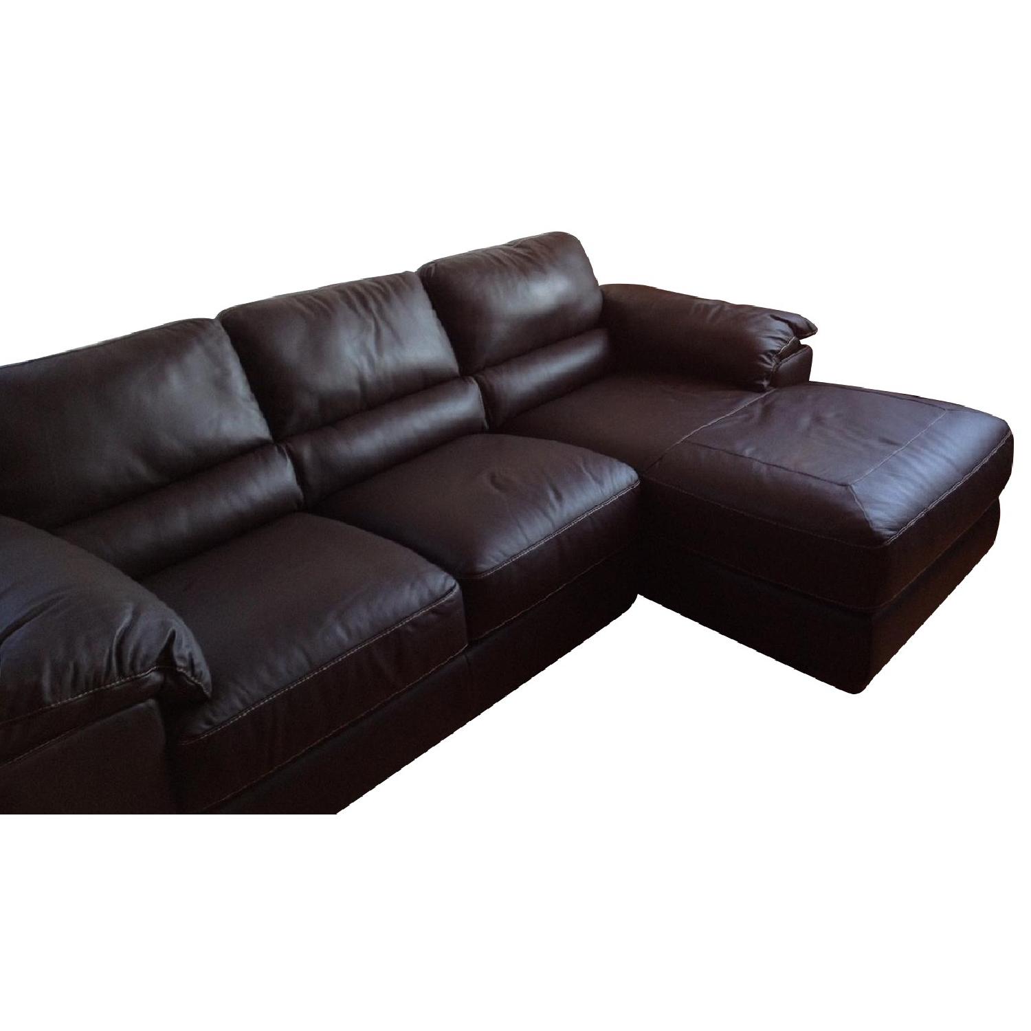 Cindy Crawford Collection 2-Piece Brown Leather Sectional Sofa - image-0