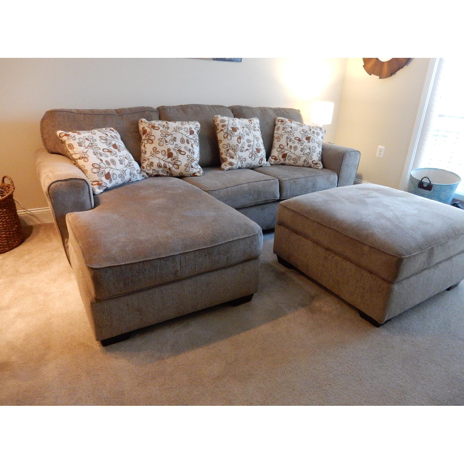Ashley's Patola Park Sectional w/ Chaise + Ottoman & Pillows - image-3