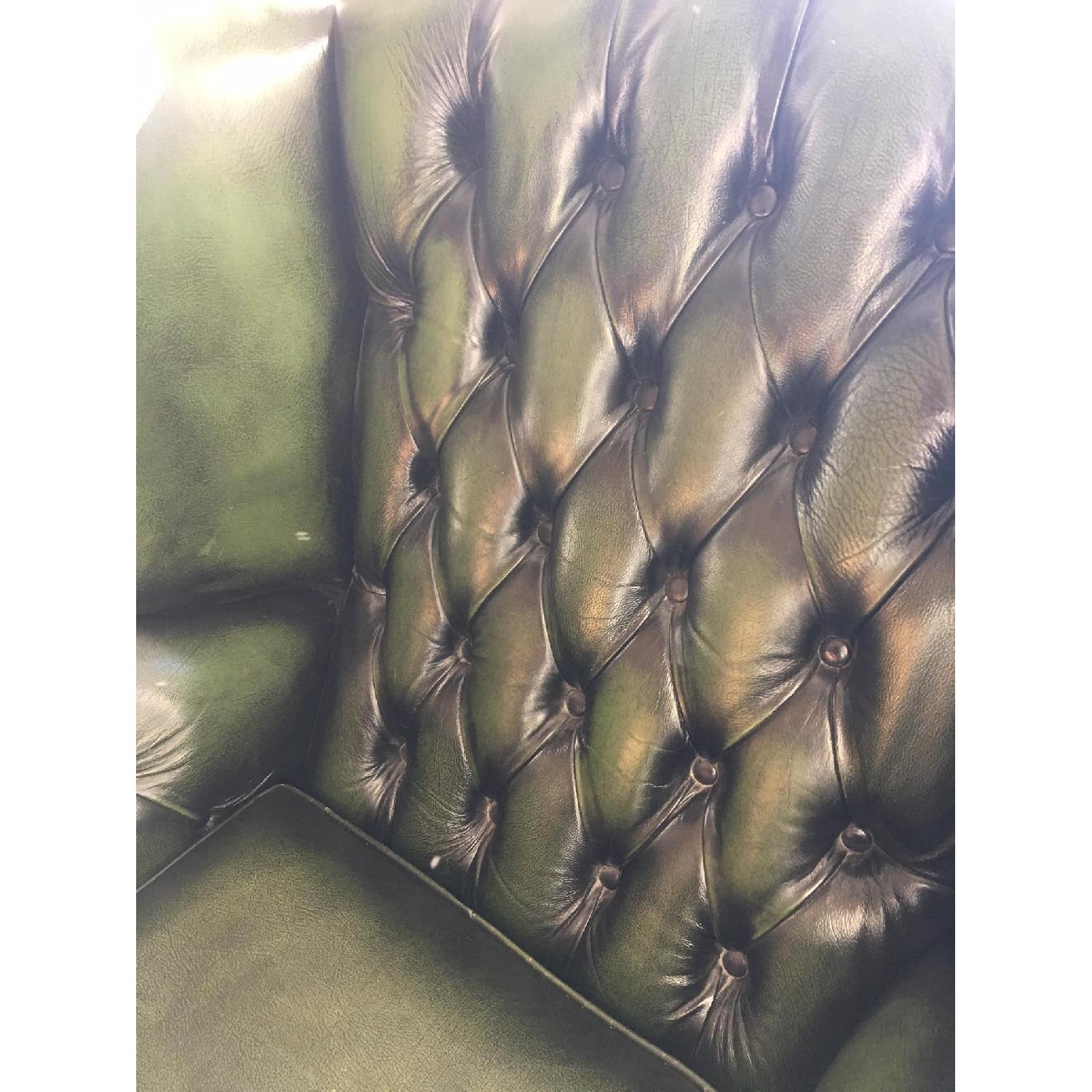 Chesterfields of England Leather Chesterfield Queen Anne Wingback Armchair in Forest Green - image-5