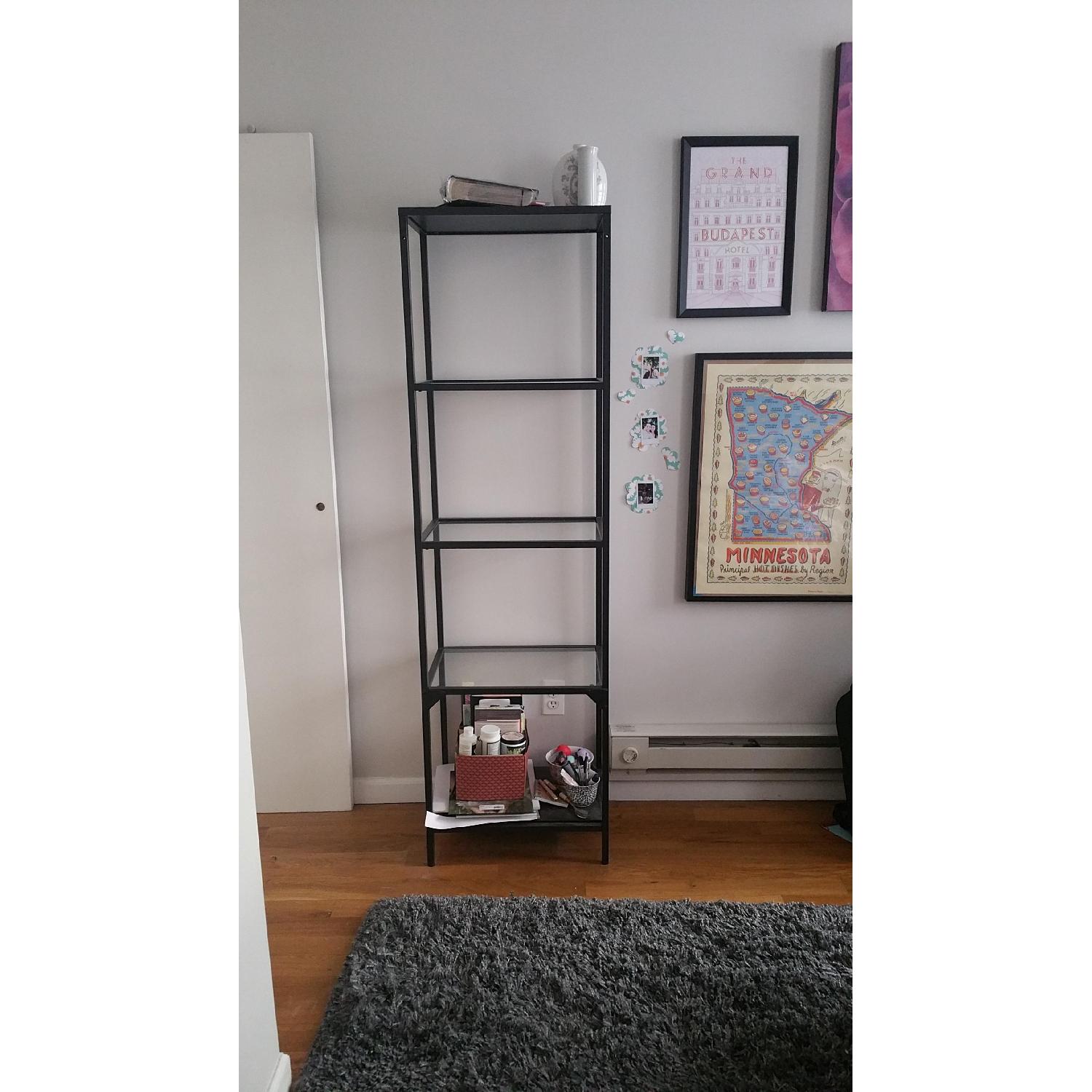 Ikea Black Metal and Glass Bookcase - image-1