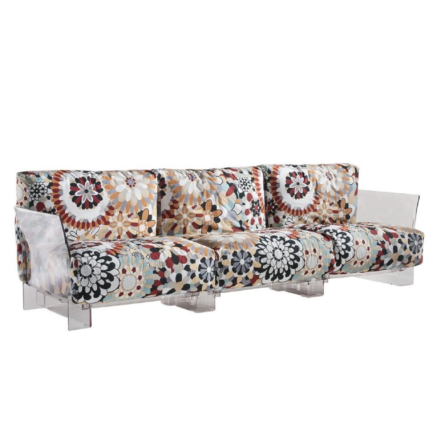 Kartell Pop Missoni Print Sofa in Kyoto Color w/ Transparent Frame - image-2