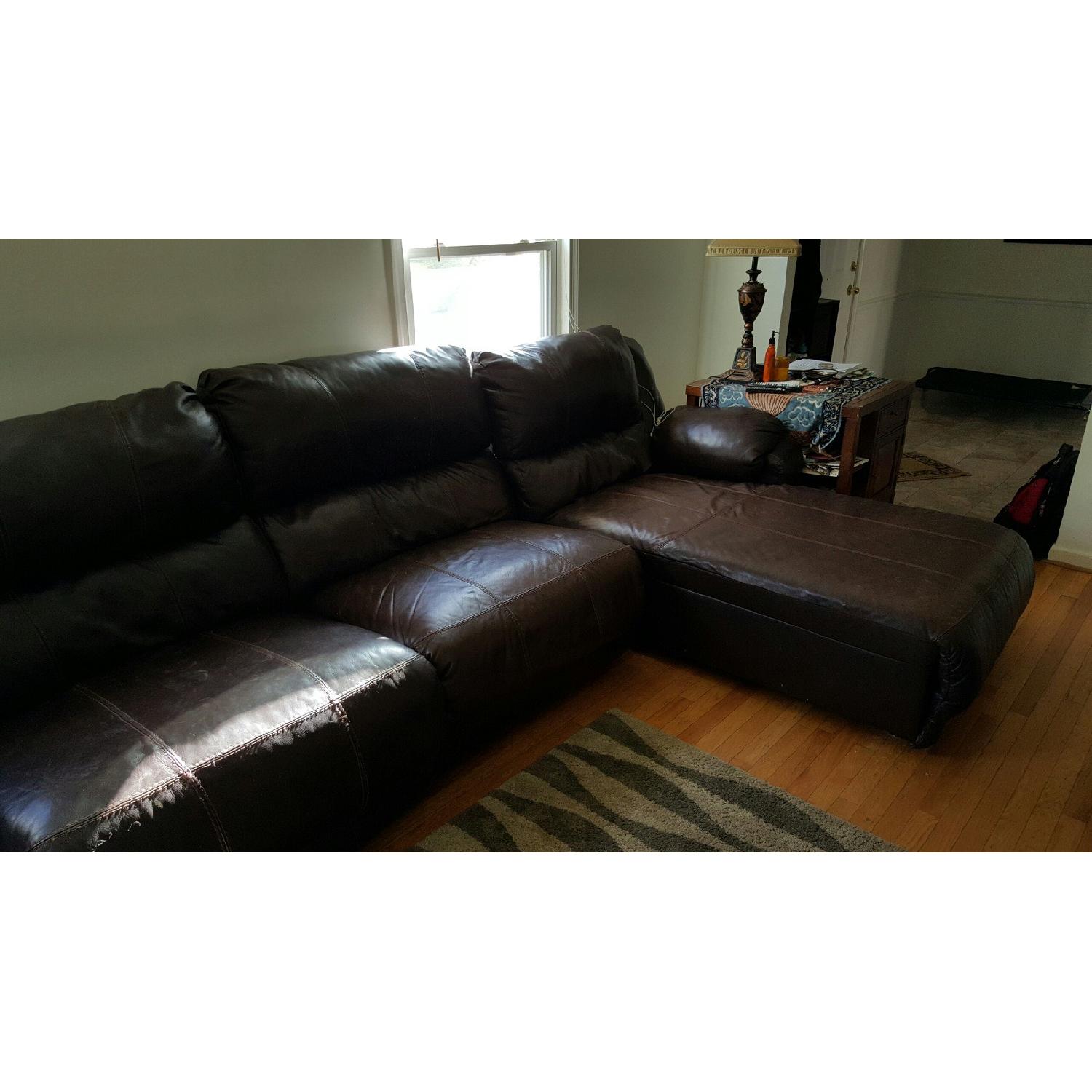 Ashley's Extended Leather Sectional with Left Arm Lounger - image-2