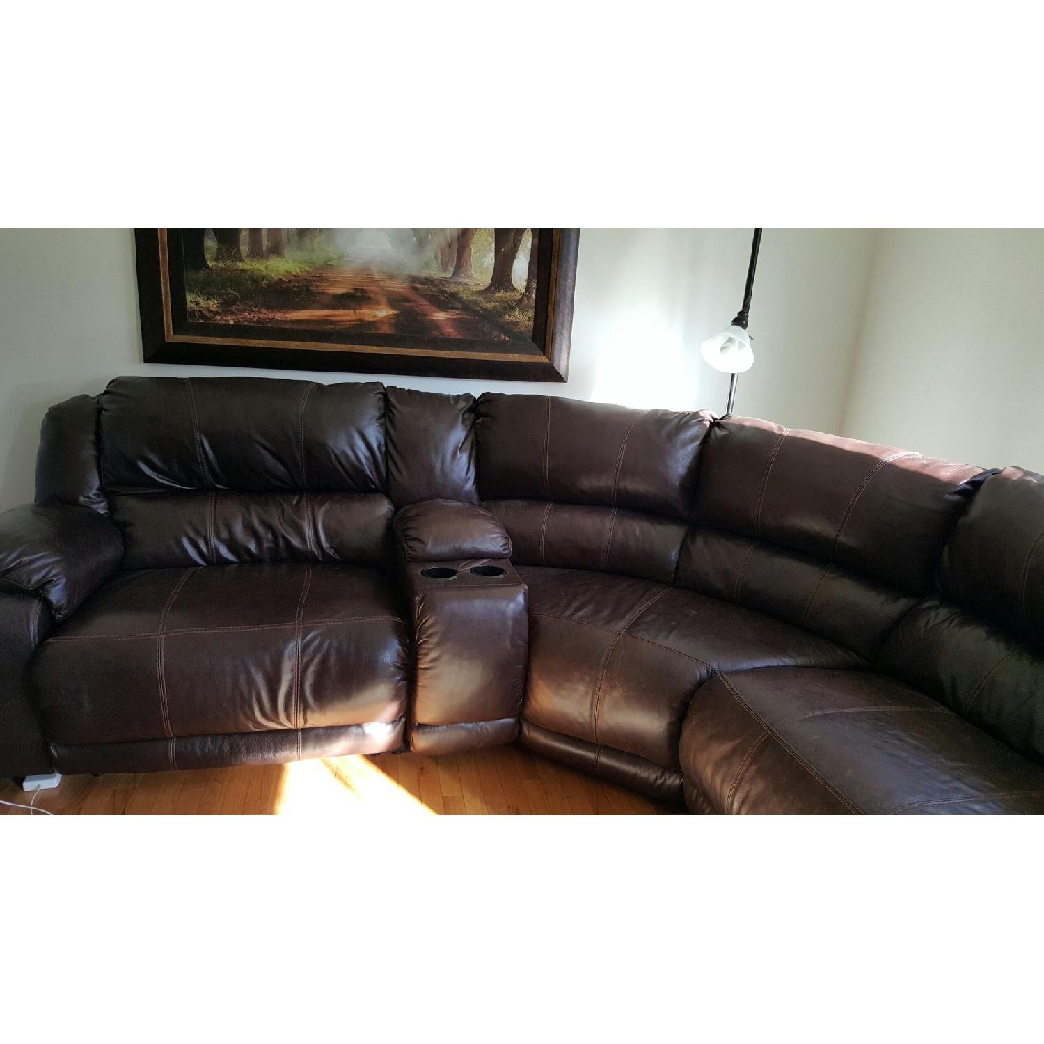 Ashley's Extended Leather Sectional with Left Arm Lounger - image-3