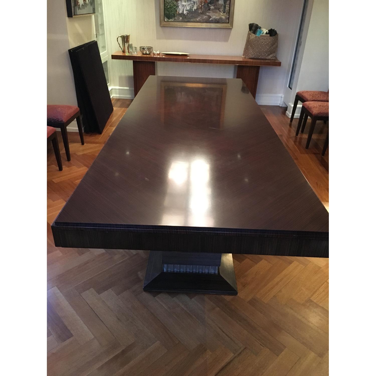 Eve Design Group Art Deco Zebra Wood Dining Table with Hidden Extensions - image-5