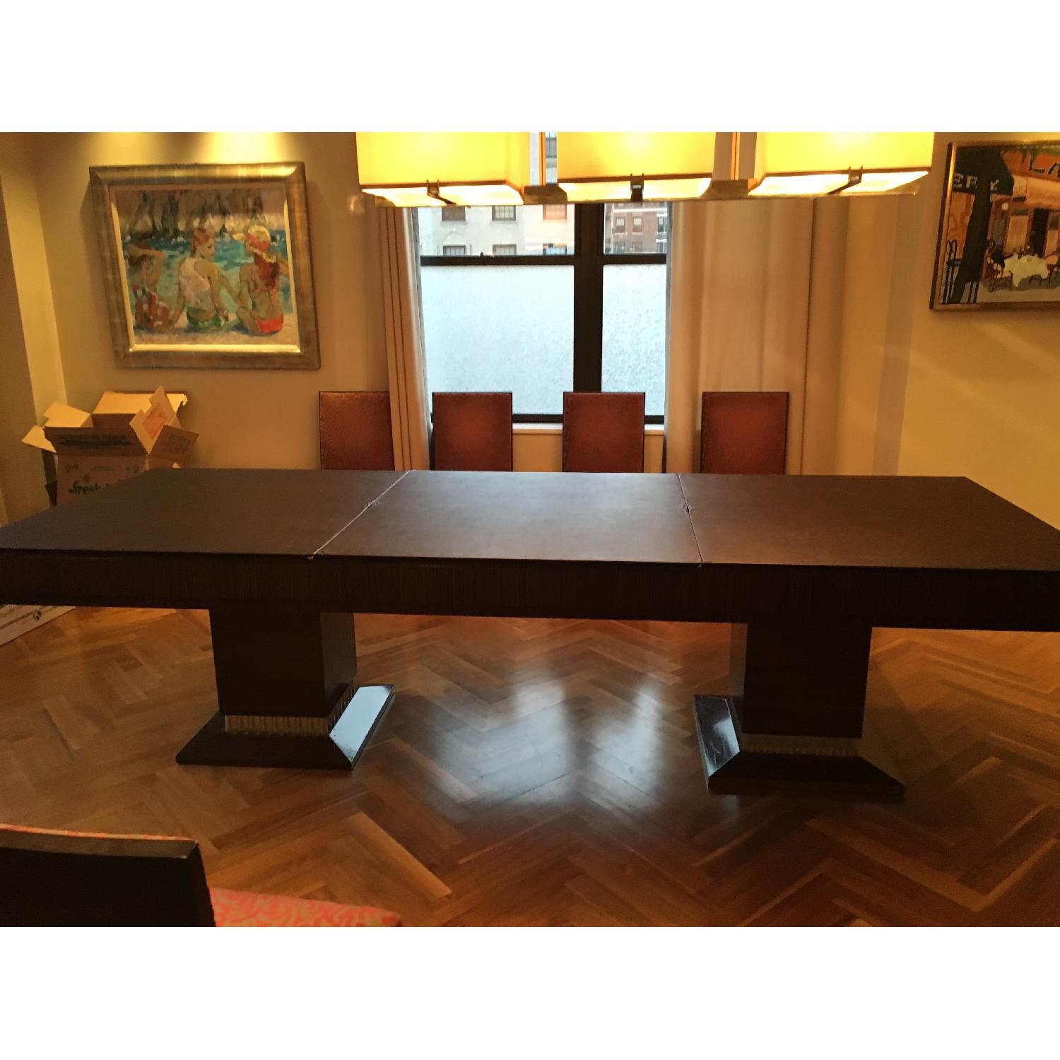 Eve Design Group Art Deco Zebra Wood Dining Table with Hidden Extensions - image-6