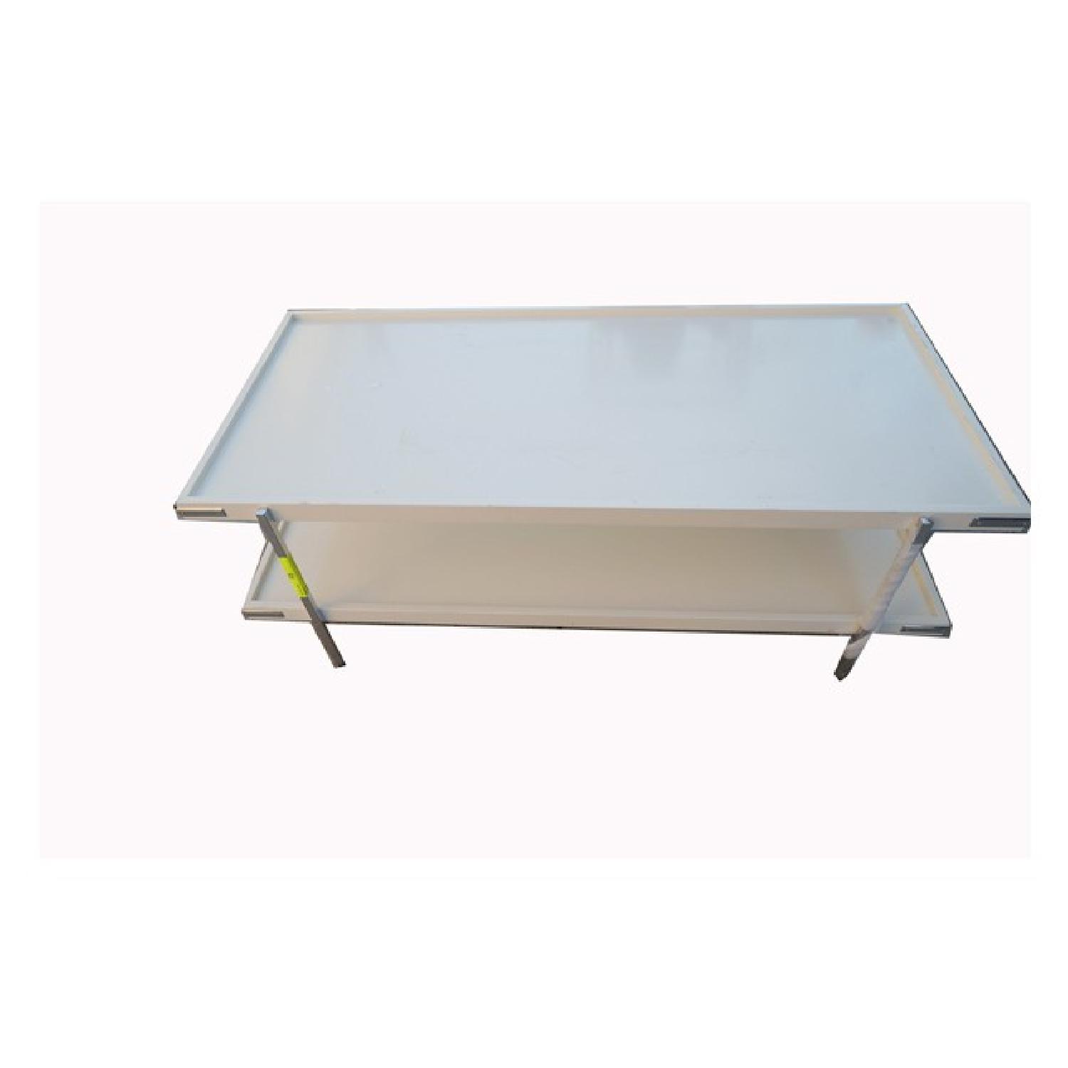 West Elm White Modern Coffee Table - image-2