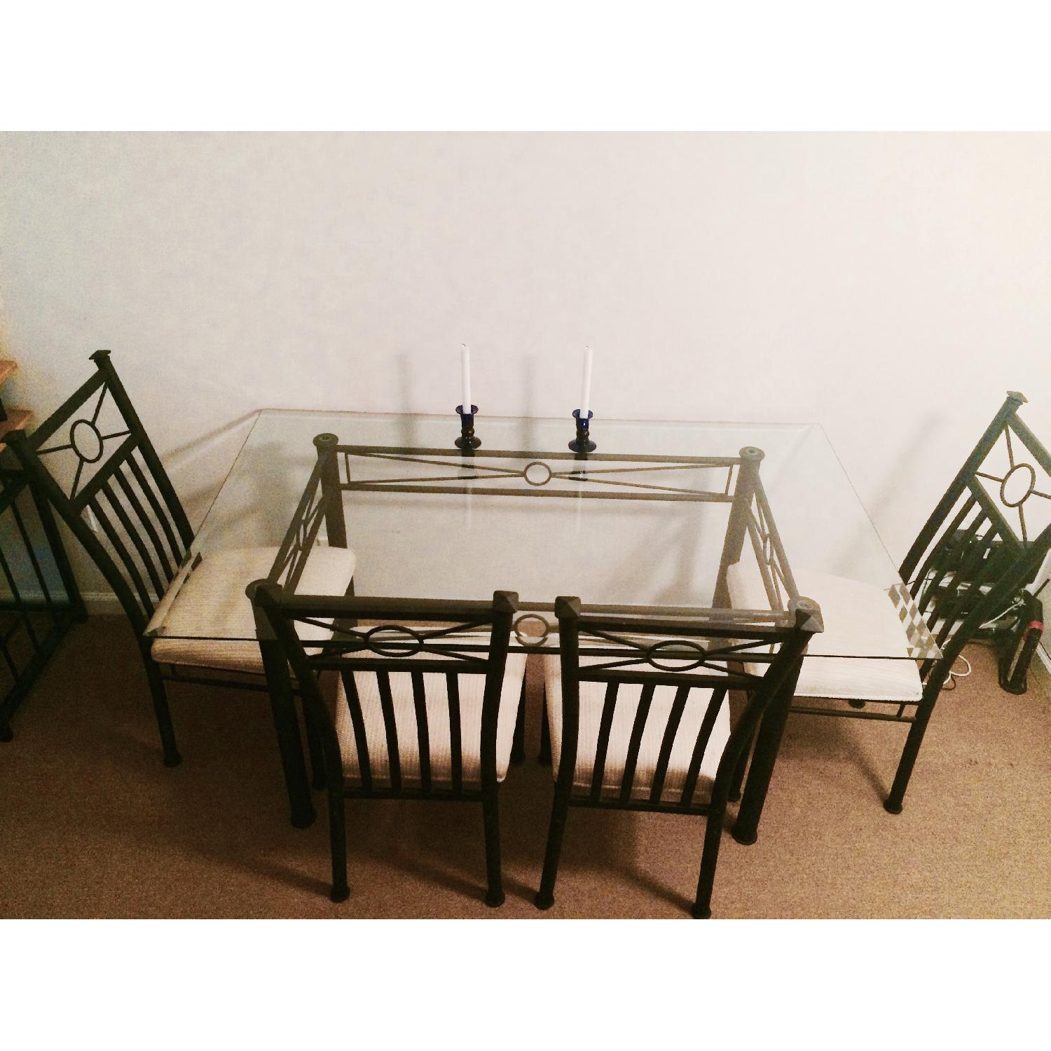 Glass Black Table Dining Table w/ 4 Chairs - image-1